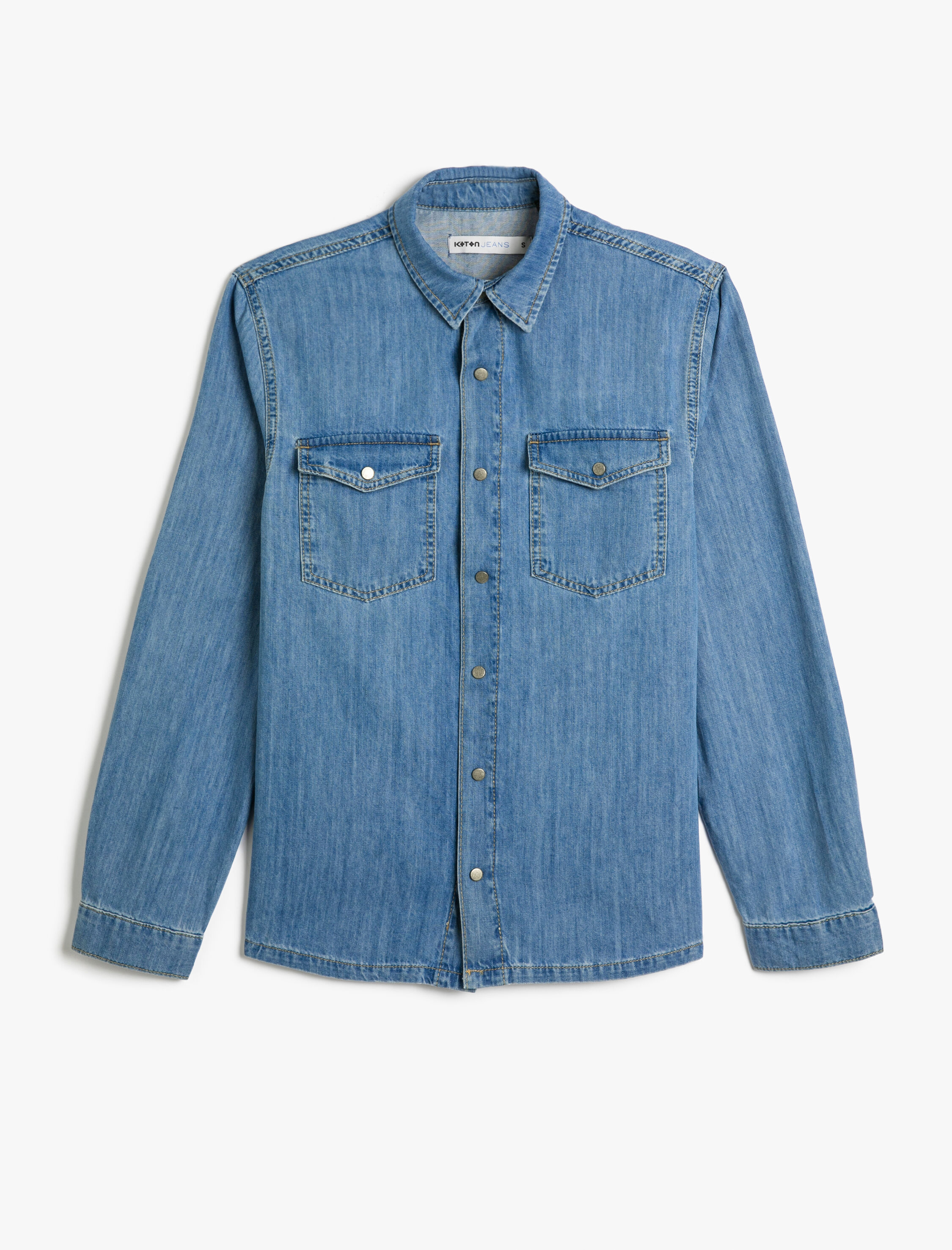   Kot Gömlek Ceket Çıtçıt Düğmeli Cep Detaylı Klasik Yaka