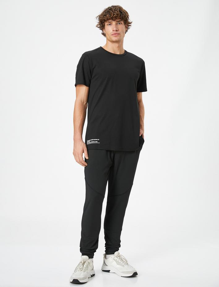  Spor Tişört Slogan Baskılı Bisiklet Yaka Kısa Kollu