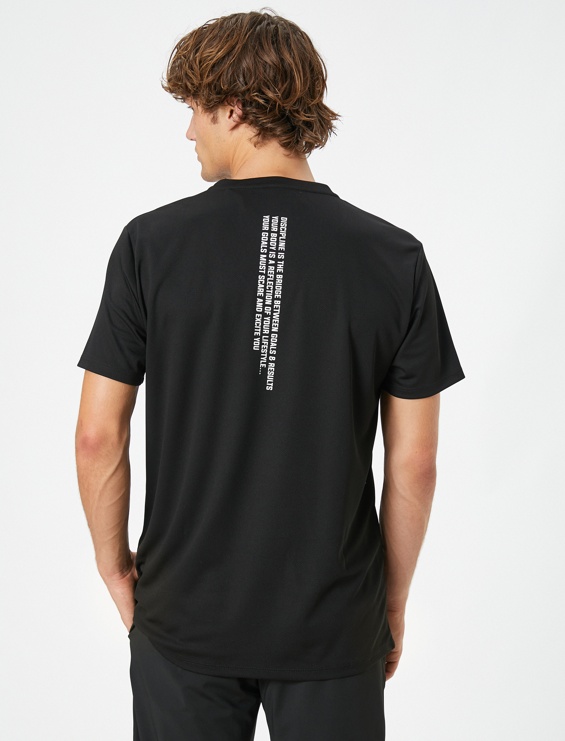   Spor Tişört Slogan Baskılı Bisiklet Yaka Kısa Kollu