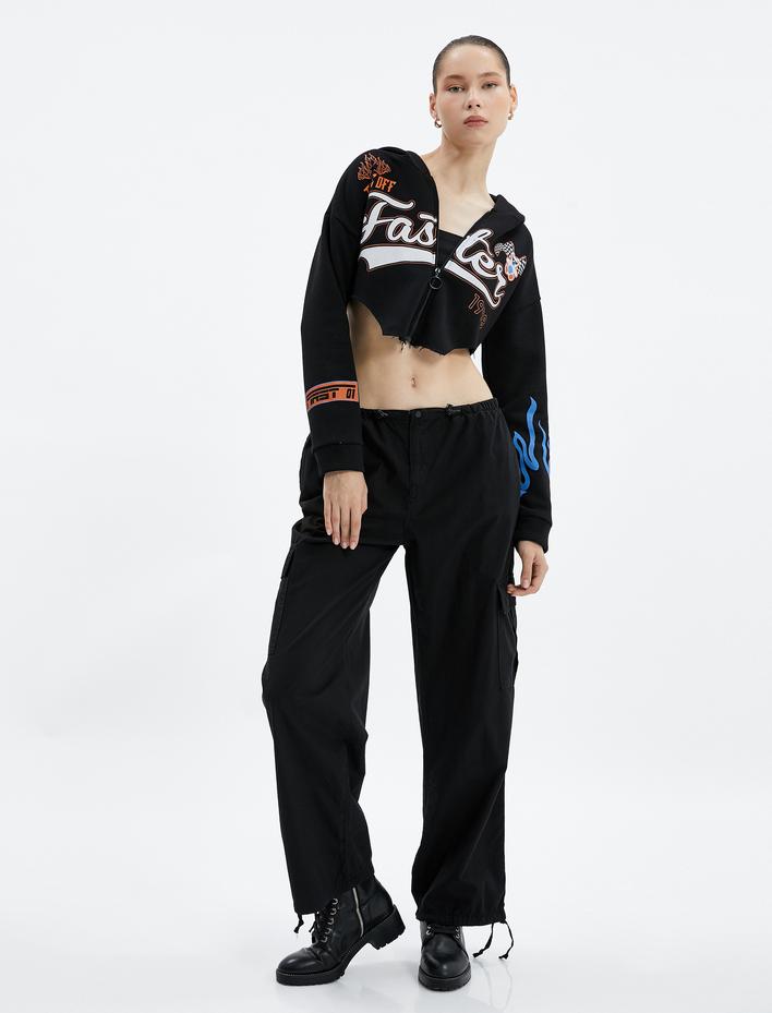  Paraşüt Pantolon Büyük Cepli Lastikli Düşük Bel Stoperli