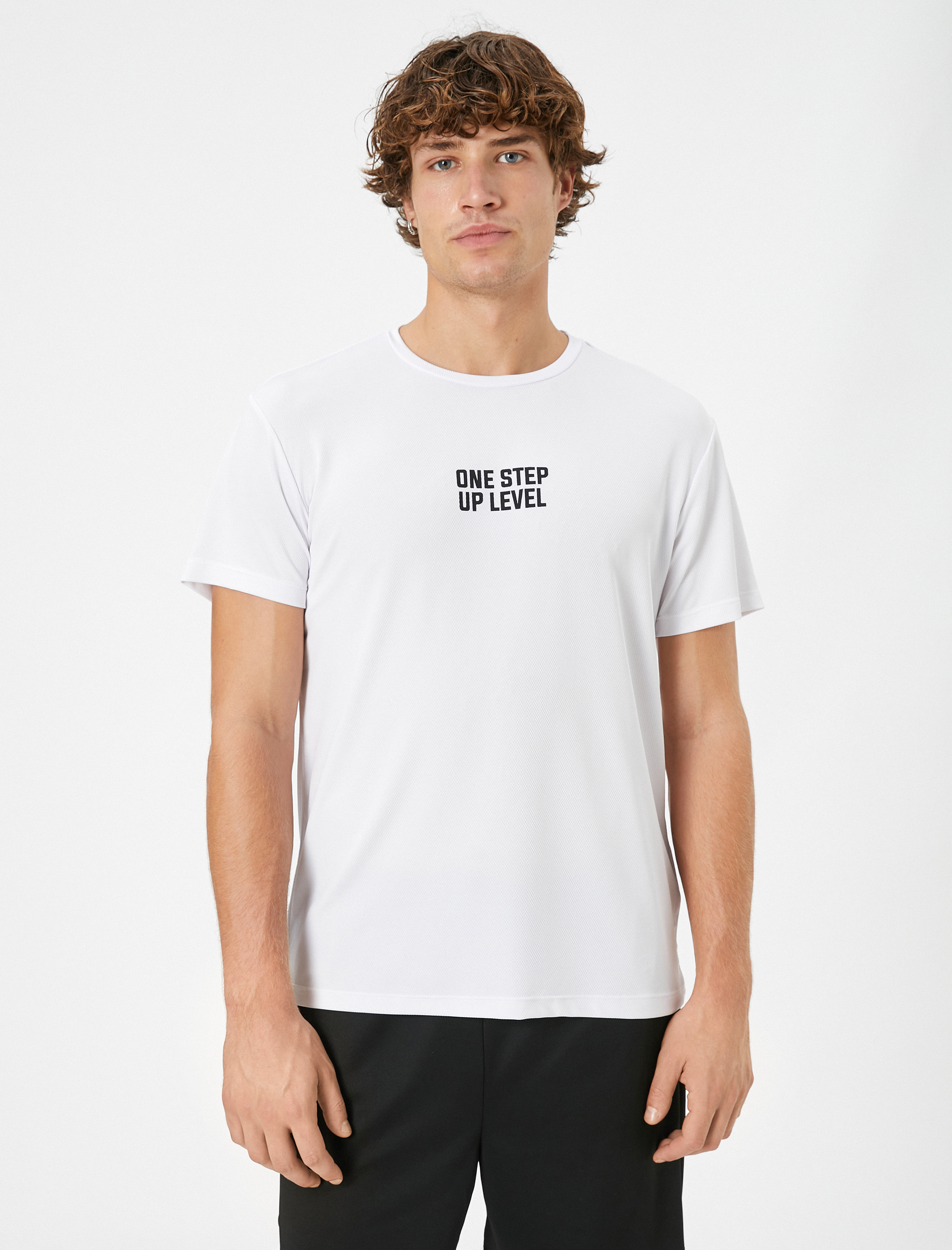   Spor Tişört Slogan Baskılı Bisiklet Yaka Kısa Kollu