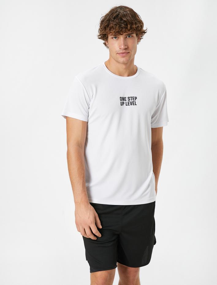  Spor Tişört Slogan Baskılı Bisiklet Yaka Kısa Kollu