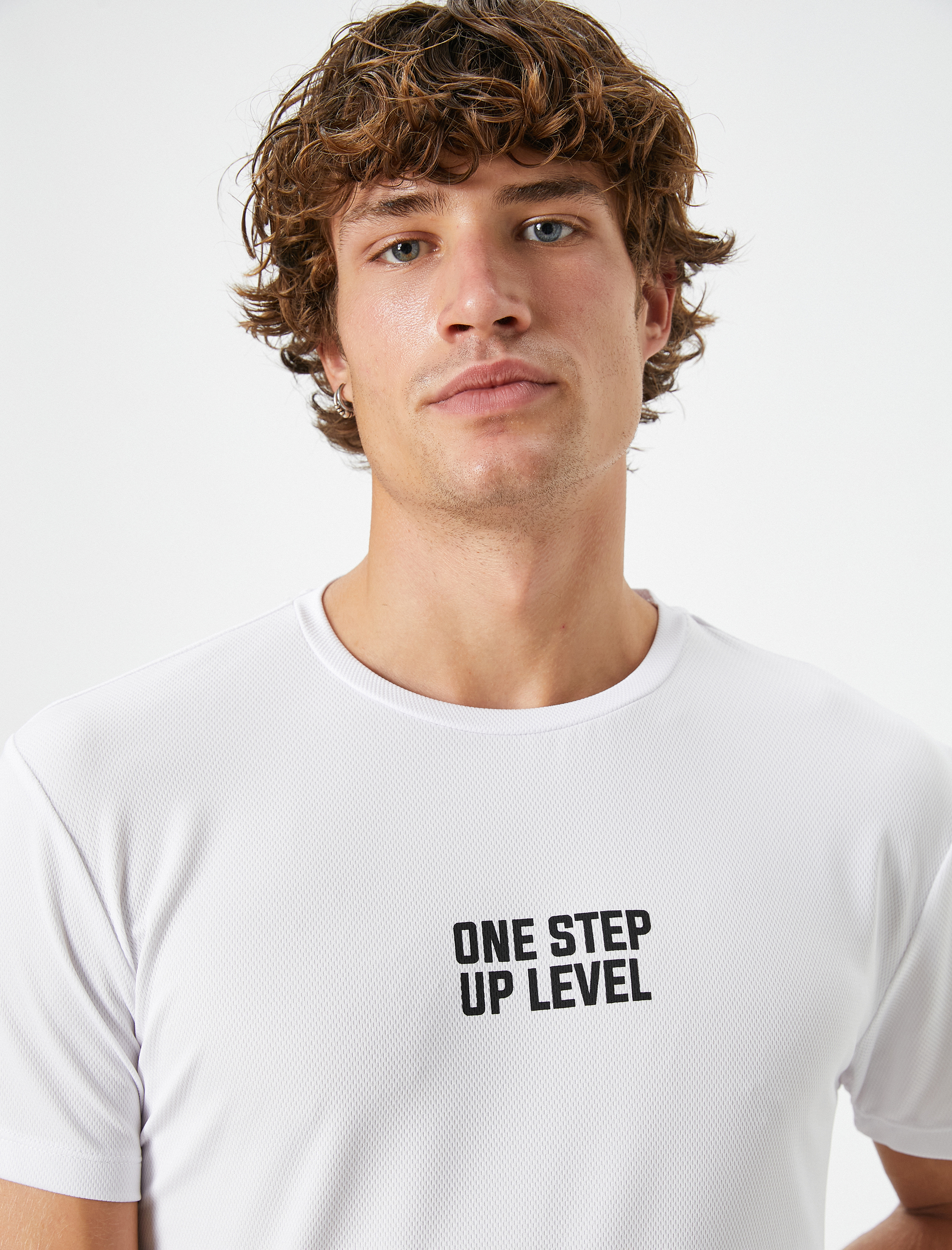   Spor Tişört Slogan Baskılı Bisiklet Yaka Kısa Kollu