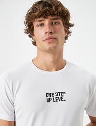 Spor Tişört Slogan Baskılı Bisiklet Yaka Kısa Kollu