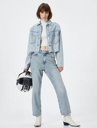Taşlı Straight Jean Kot Pantolon Düz Paça - Eve Jeans