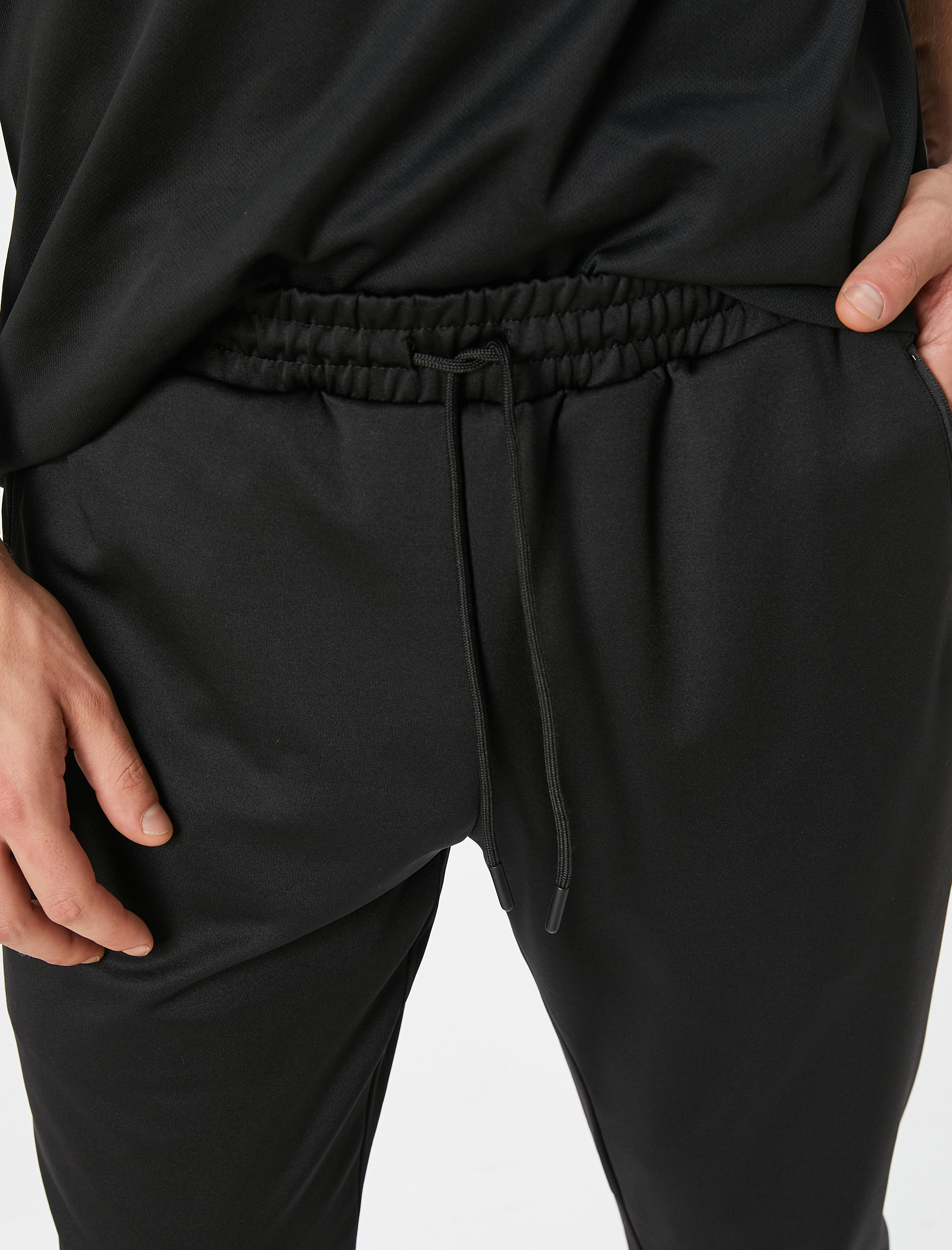   Jogger Eşofman Altı Beli Bağcıklı Fermuar Cep Detaylı