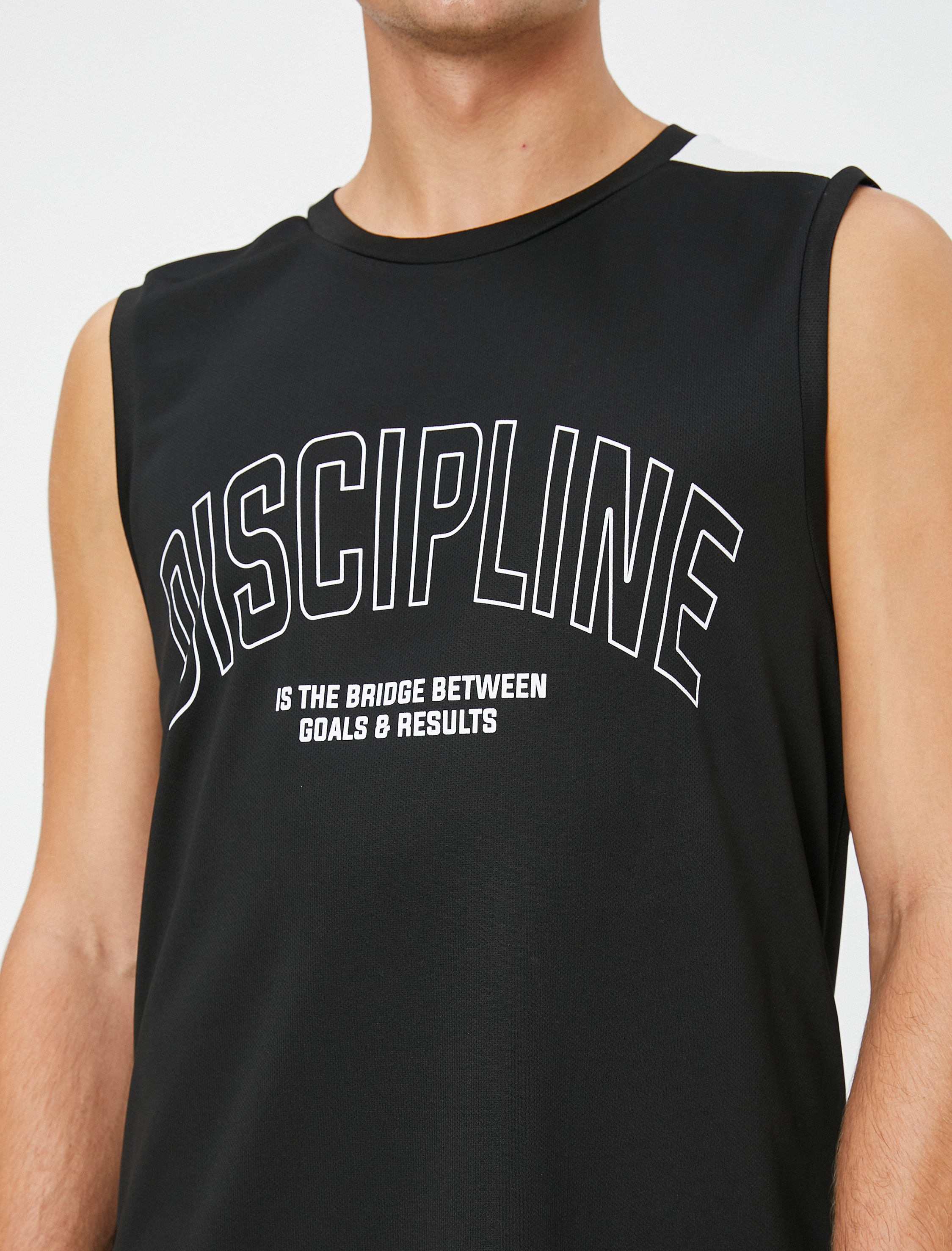   Sporcu Atleti Slogan Baskılı Bisiklet Yaka Kolsuz