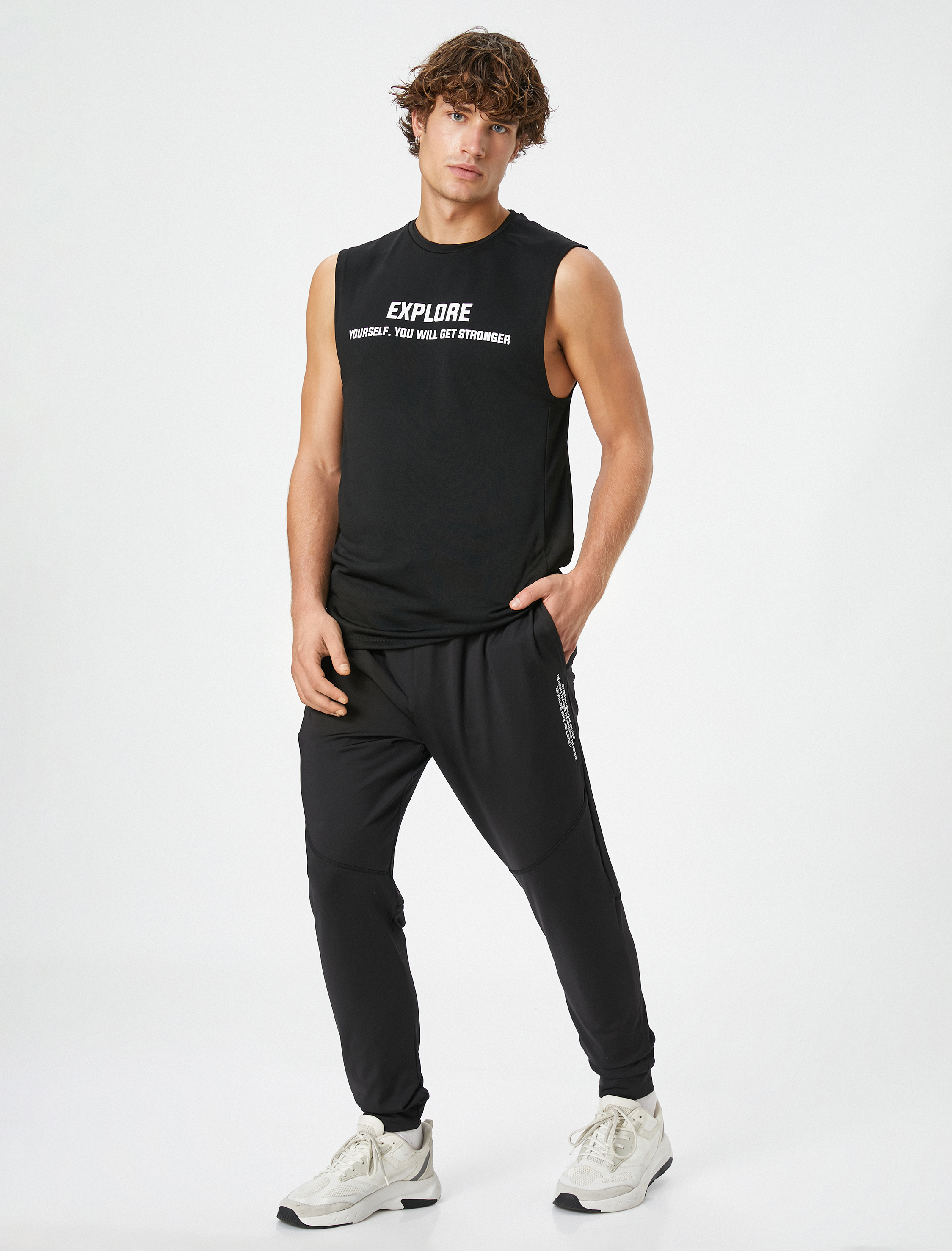   Jogger Eşofman Altı Beli Bağcıklı Slogan Baskılı Cepli