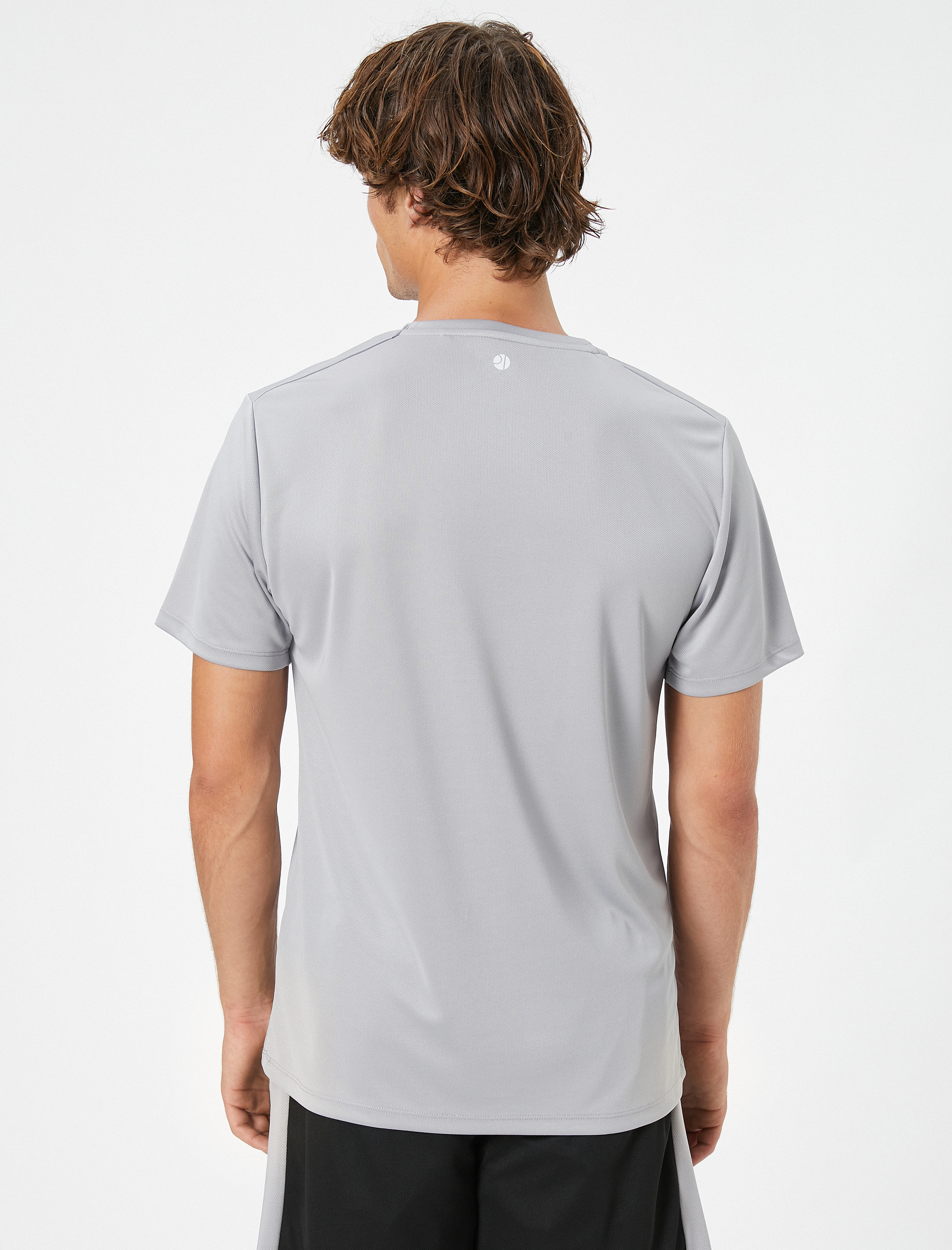   Basic Spor Tişört Reflektör Baskılı Bisiklet Yaka Kısa Kollu