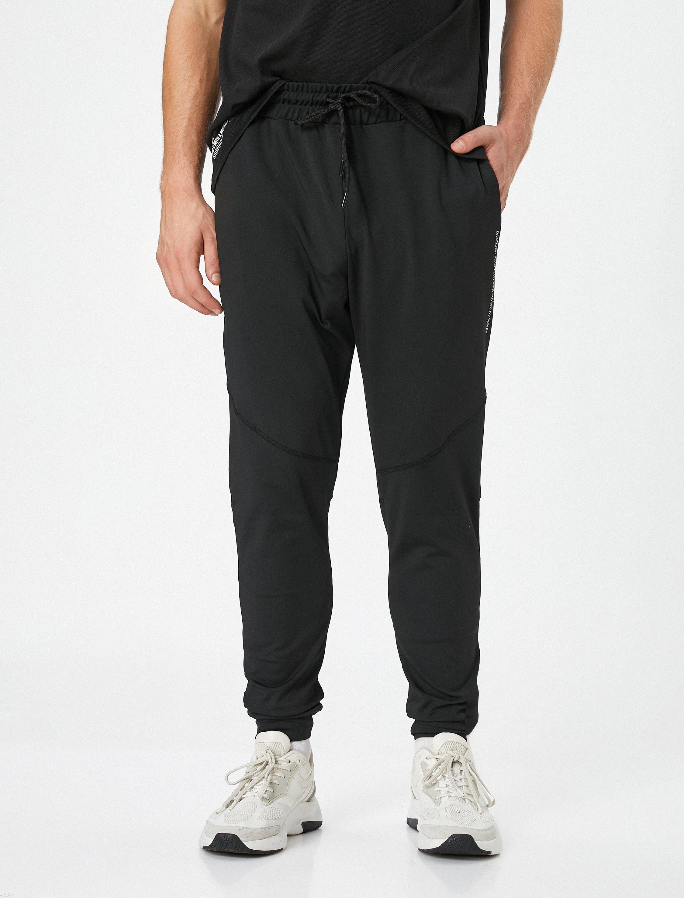   Jogger Eşofman Altı Slogan Baskılı Beli Bağcıklı Cepli