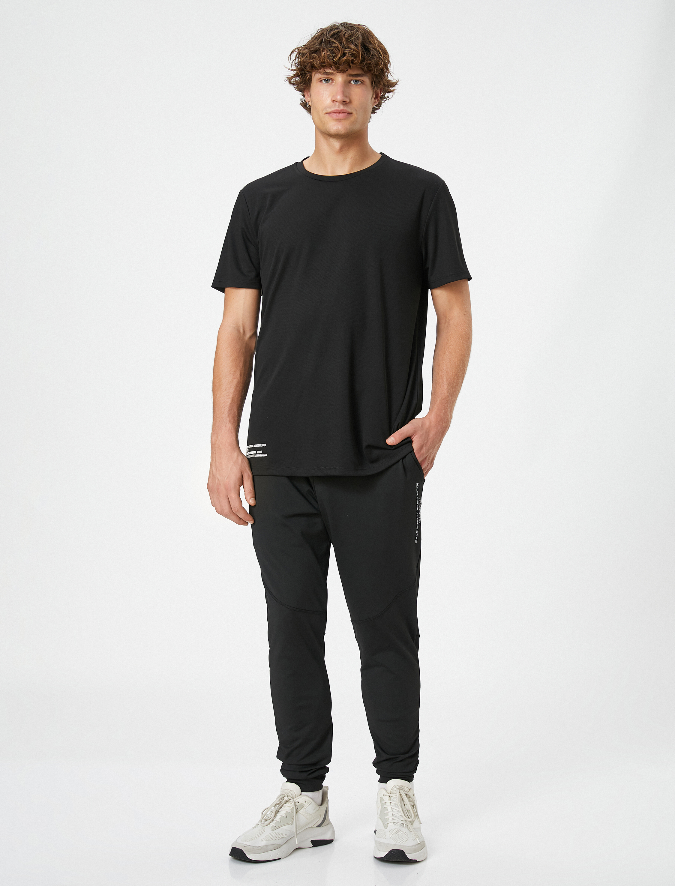   Jogger Eşofman Altı Slogan Baskılı Beli Bağcıklı Cepli