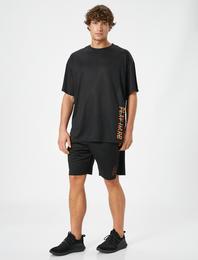 Spor Şort Kısa Beli Bağcıklı Reflektör Baskı Detaylı Cepli