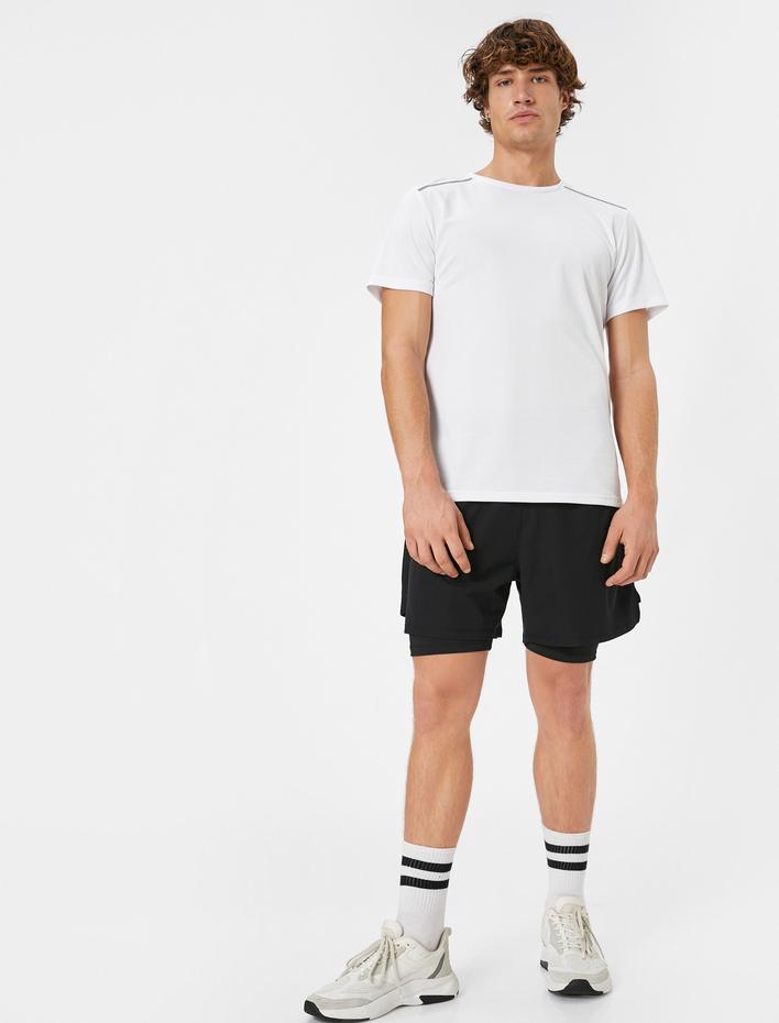  Basic Spor Tişört Reflektör Baskılı Bisiklet Yaka Kısa Kollu