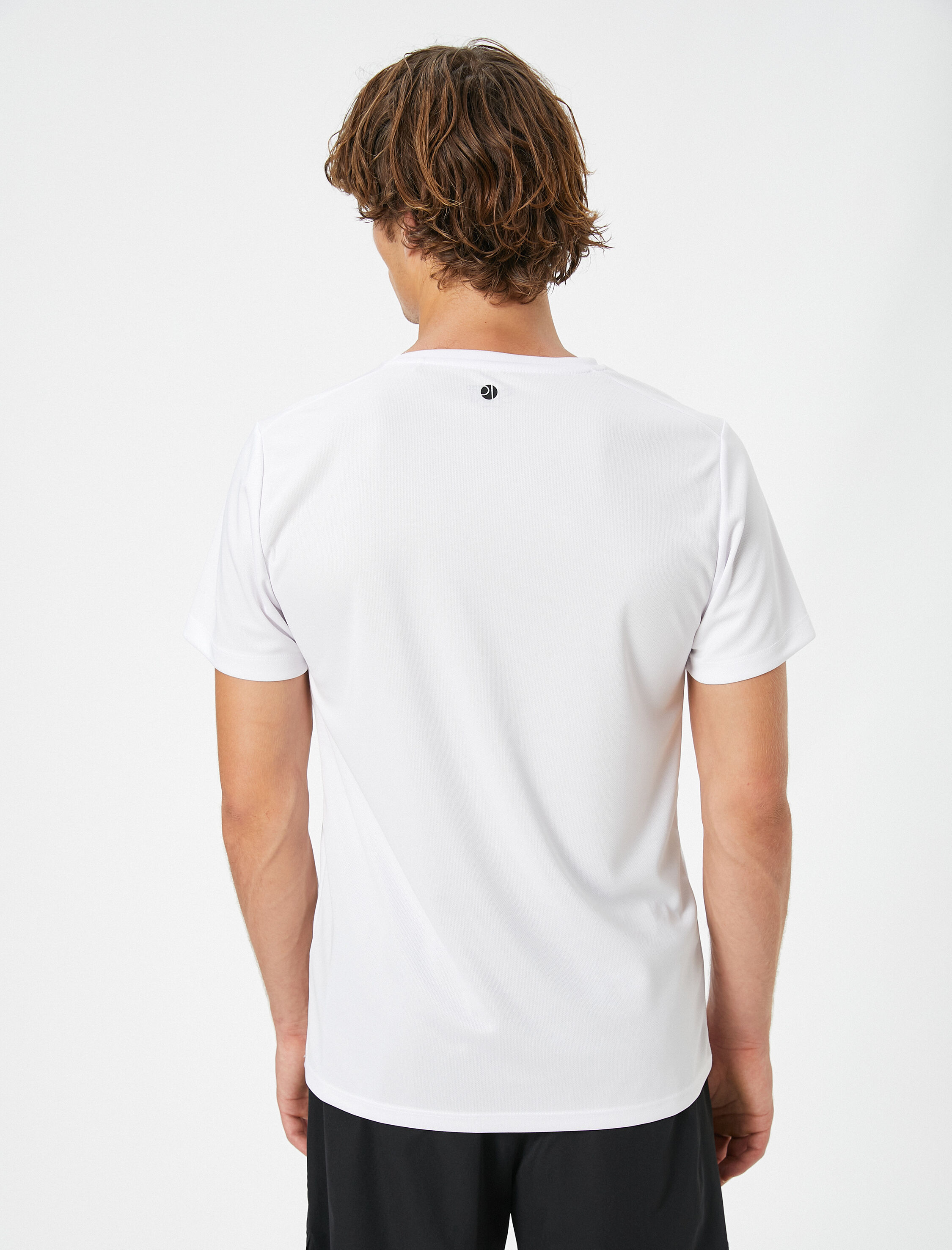   Basic Spor Tişört Reflektör Baskılı Bisiklet Yaka Kısa Kollu