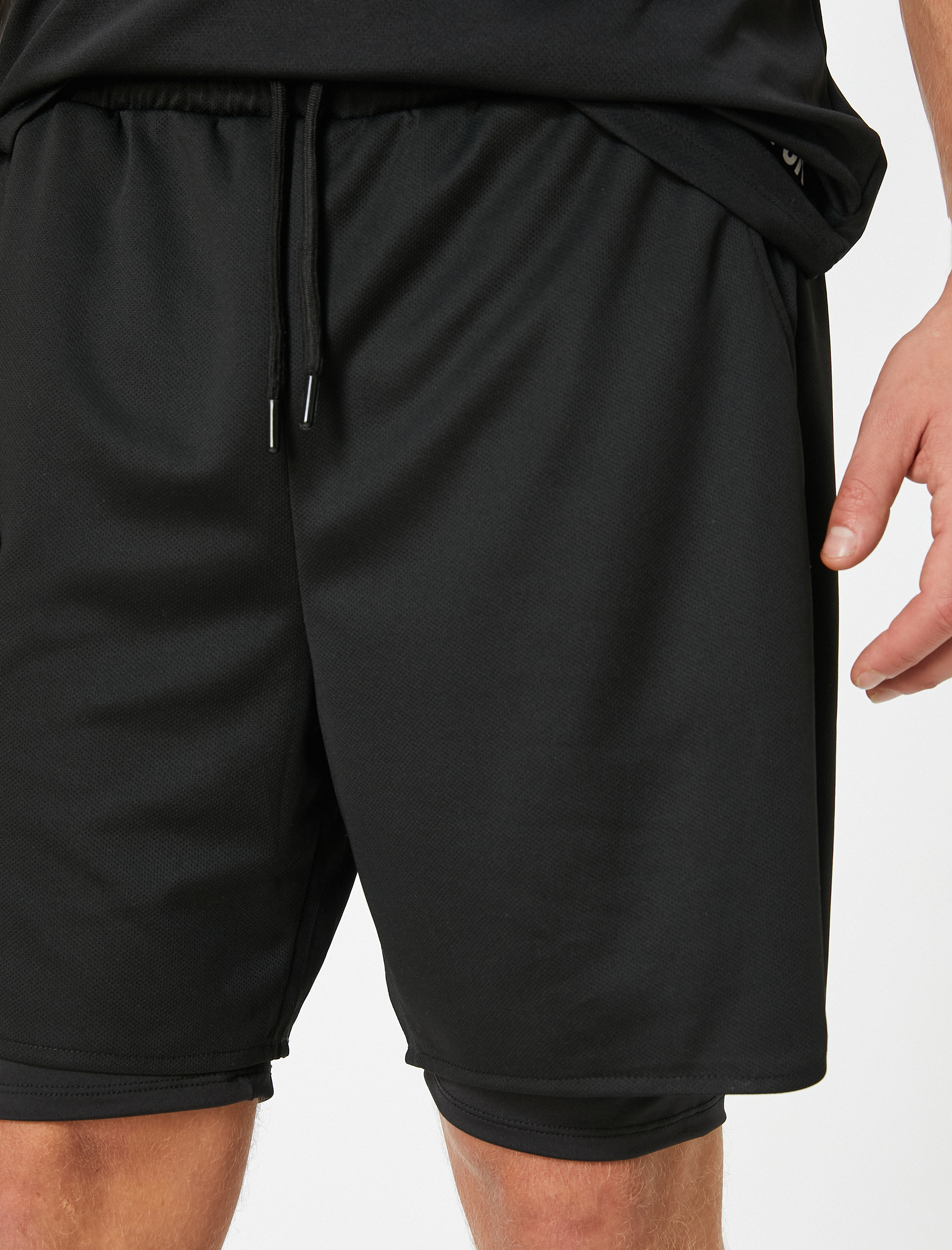   Taytlı Şort Spor Beli Bağcıklı Cep Detaylı