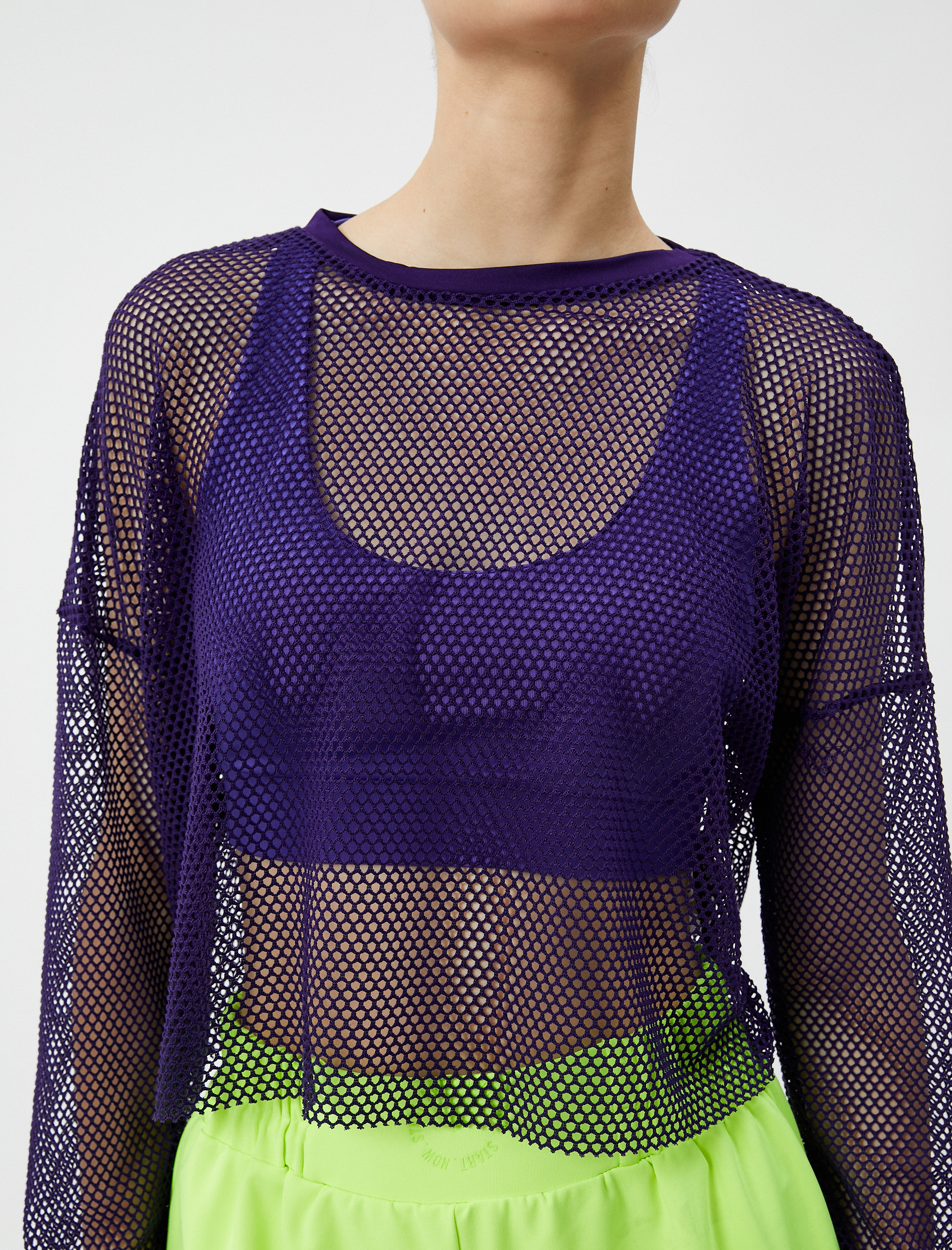   File Crop Spor Tişört Uzun Kollu Bisiklet Yaka