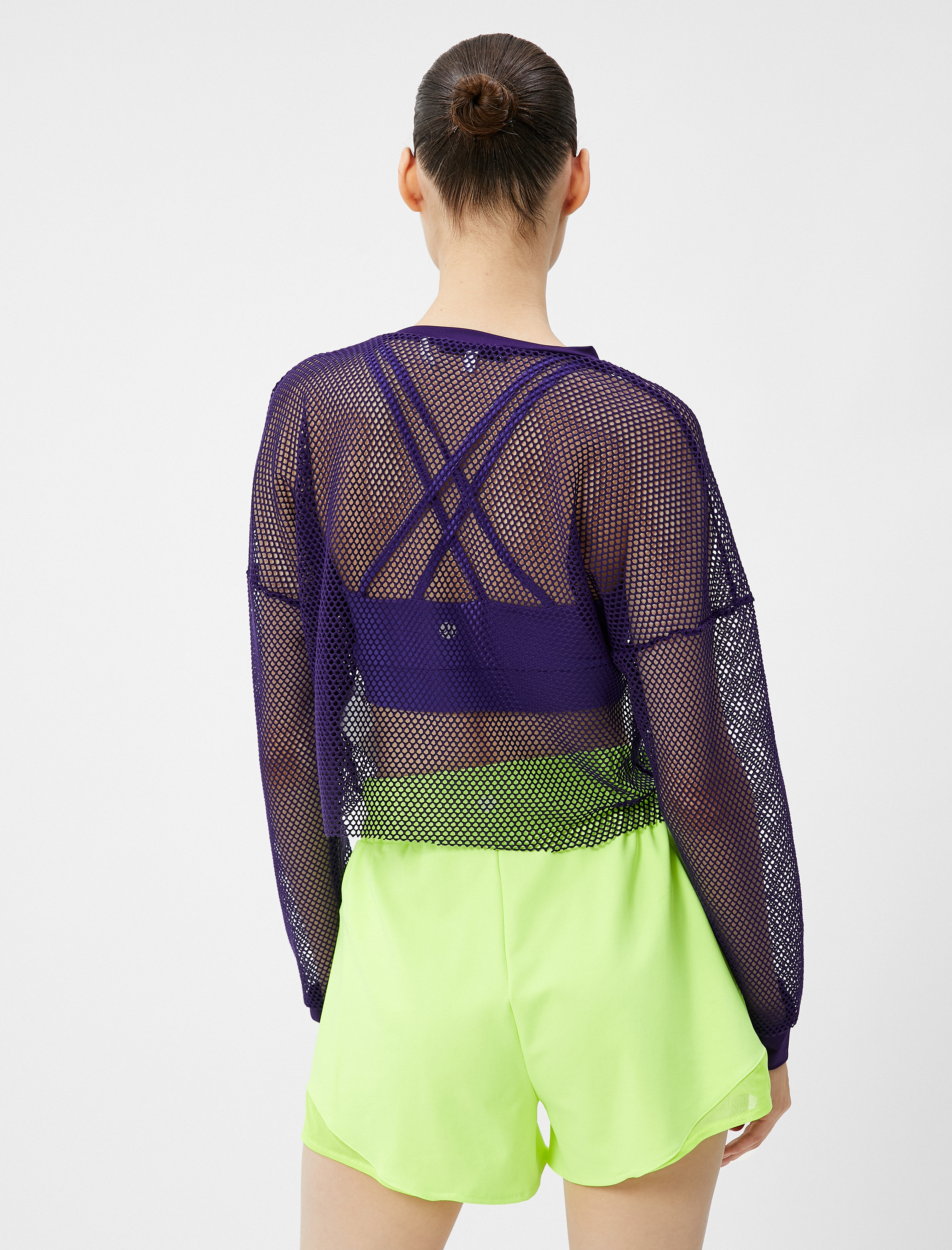   File Crop Spor Tişört Uzun Kollu Bisiklet Yaka