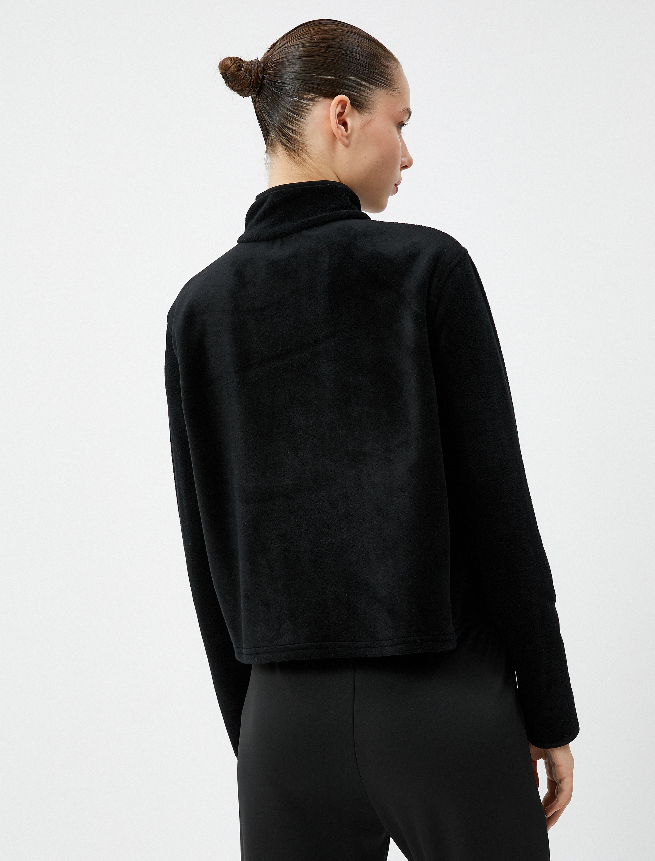 Polar Sweatshirt Yarım Fermuarlı Dik Yaka Uzun Kollu Rahat Kesim