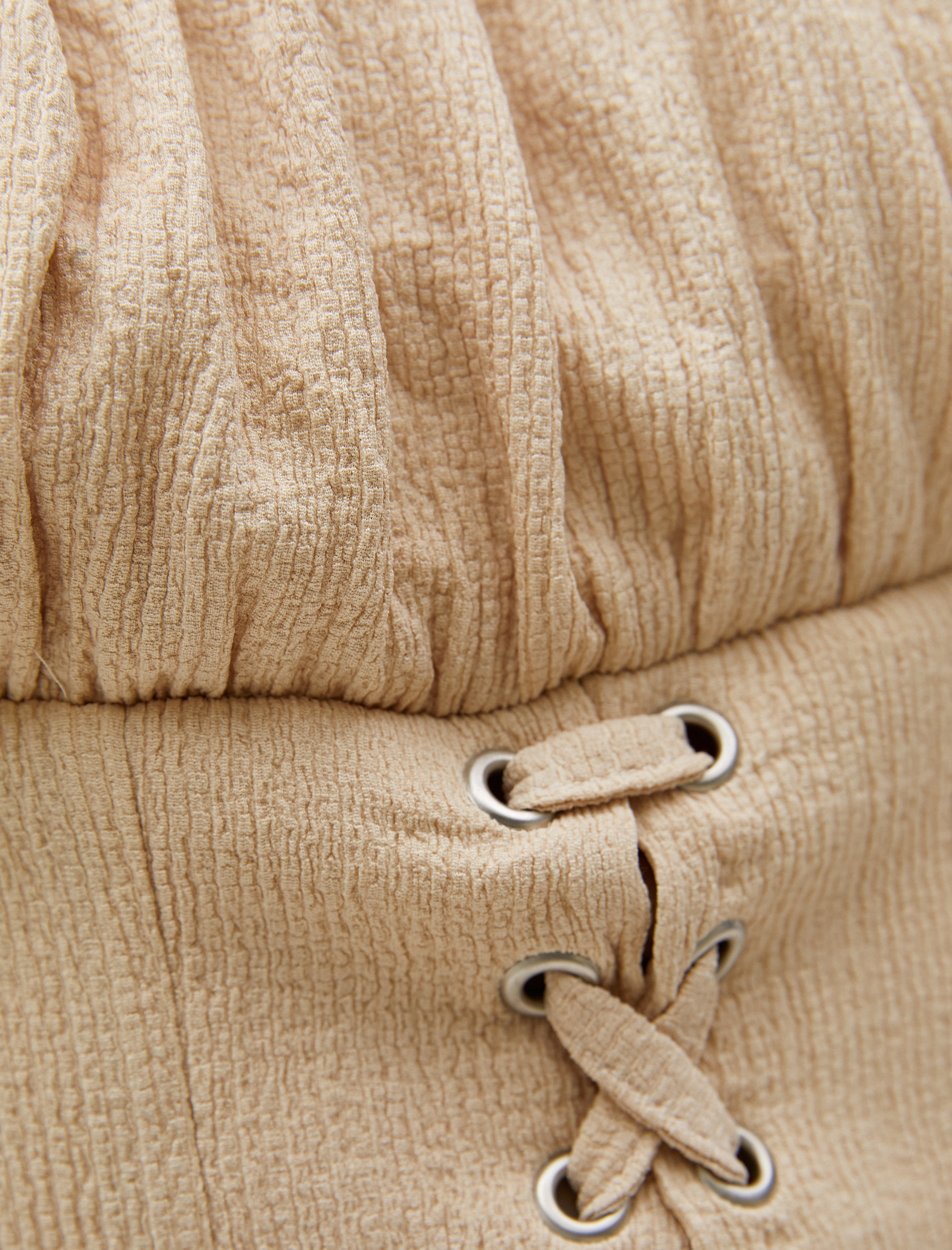   Crop Üst Fırfırlı Askılı Korse Görünümlü Slim Fit Bürümcük