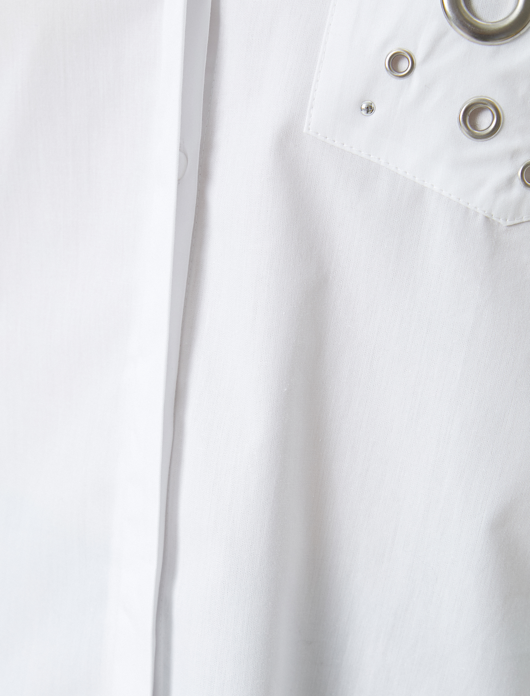   Oversize Gömlek Kuşgözü Detaylı Cepli Pamuklu