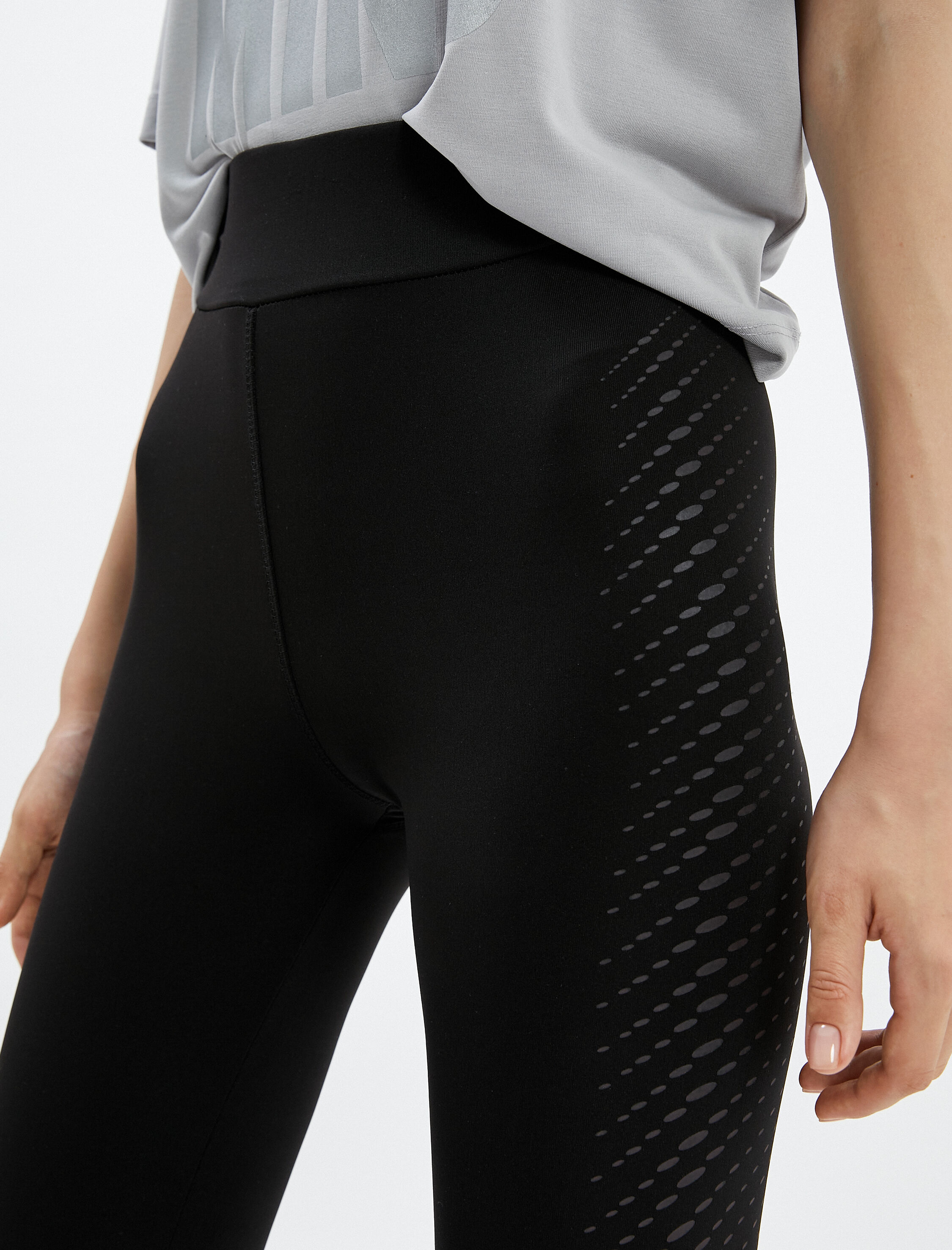   Yüksek Bel Tayt İyi Tutuş İçin Yanları Çizgi Baskılı