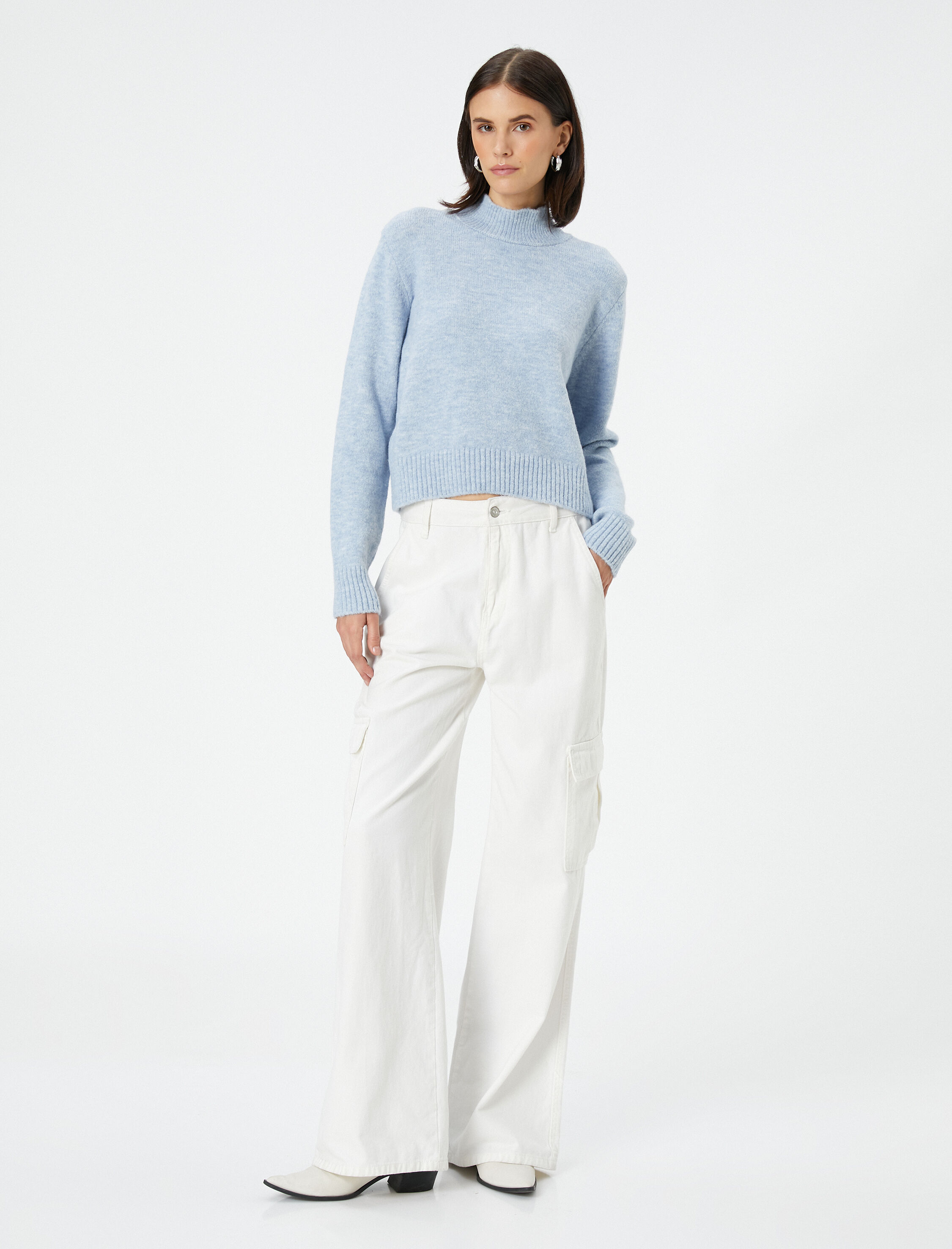   Dik Yaka Triko Kazak Uzun Kollu