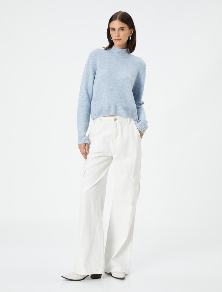  Dik Yaka Triko Kazak Uzun Kollu