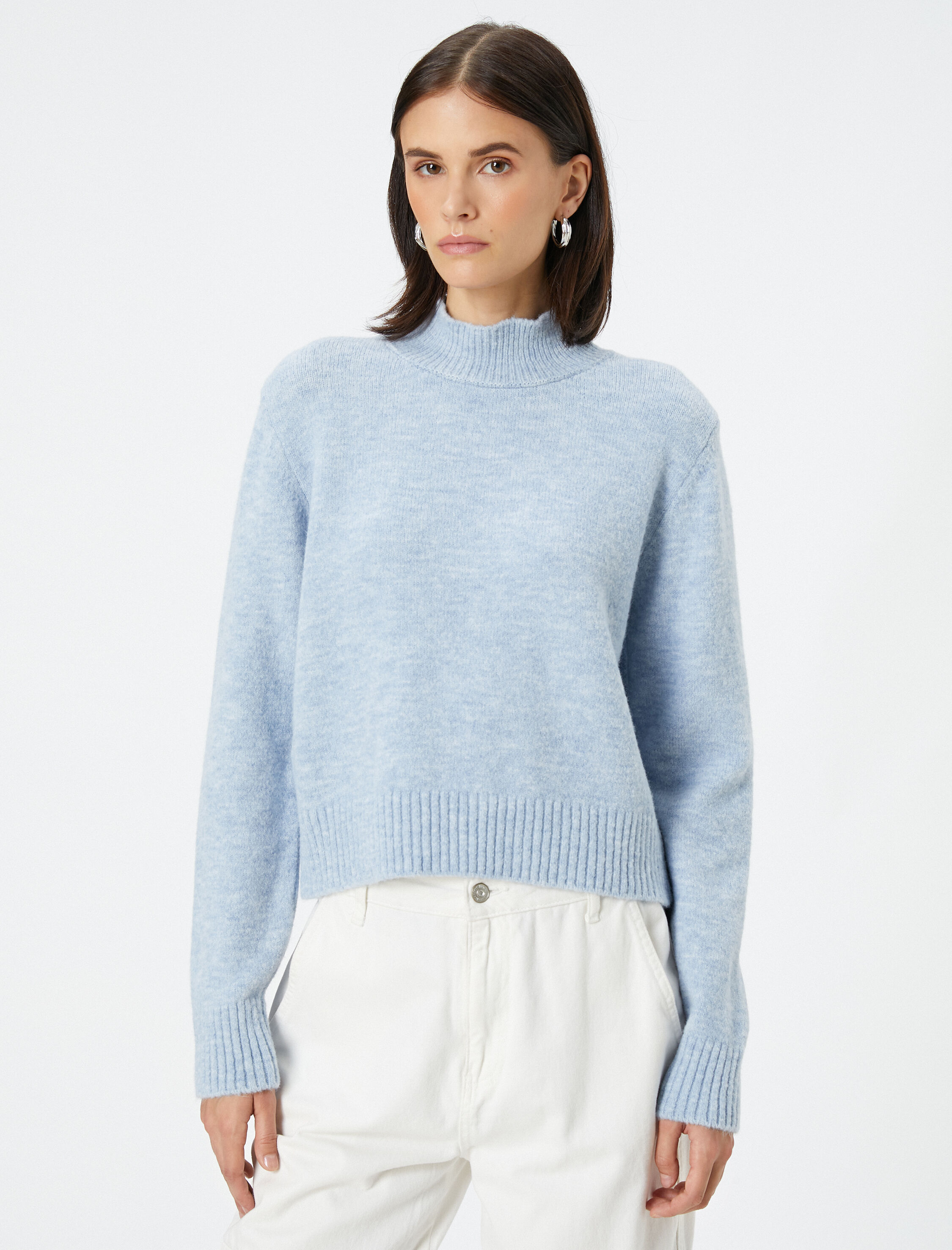   Dik Yaka Triko Kazak Uzun Kollu