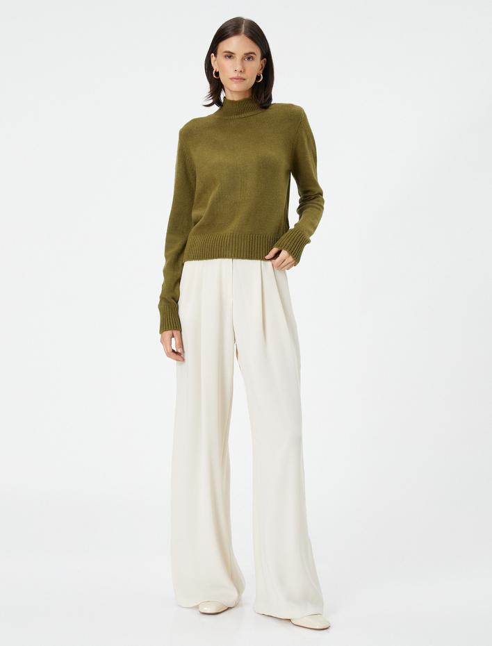  Dik Yaka Triko Kazak Uzun Kollu