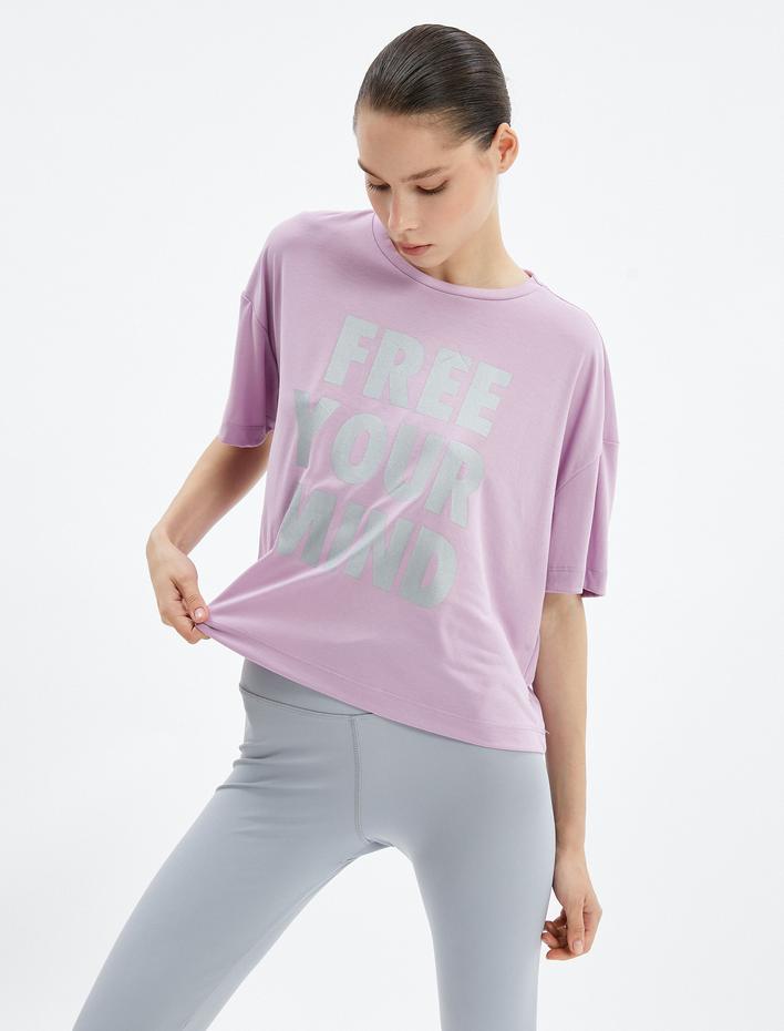  Spor Tişört Rahat Kesim Kısa Kollu Bisiklet Yaka Modal Kumaş