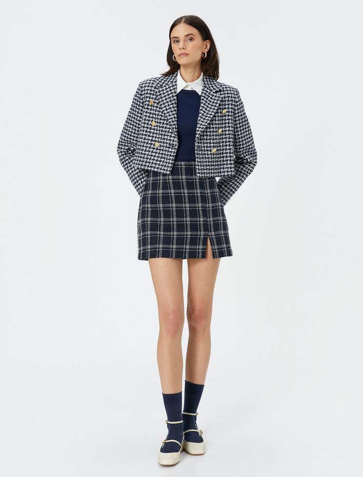  Tüvit Mini Etek Yırtmaç Detaylı Standart Bel