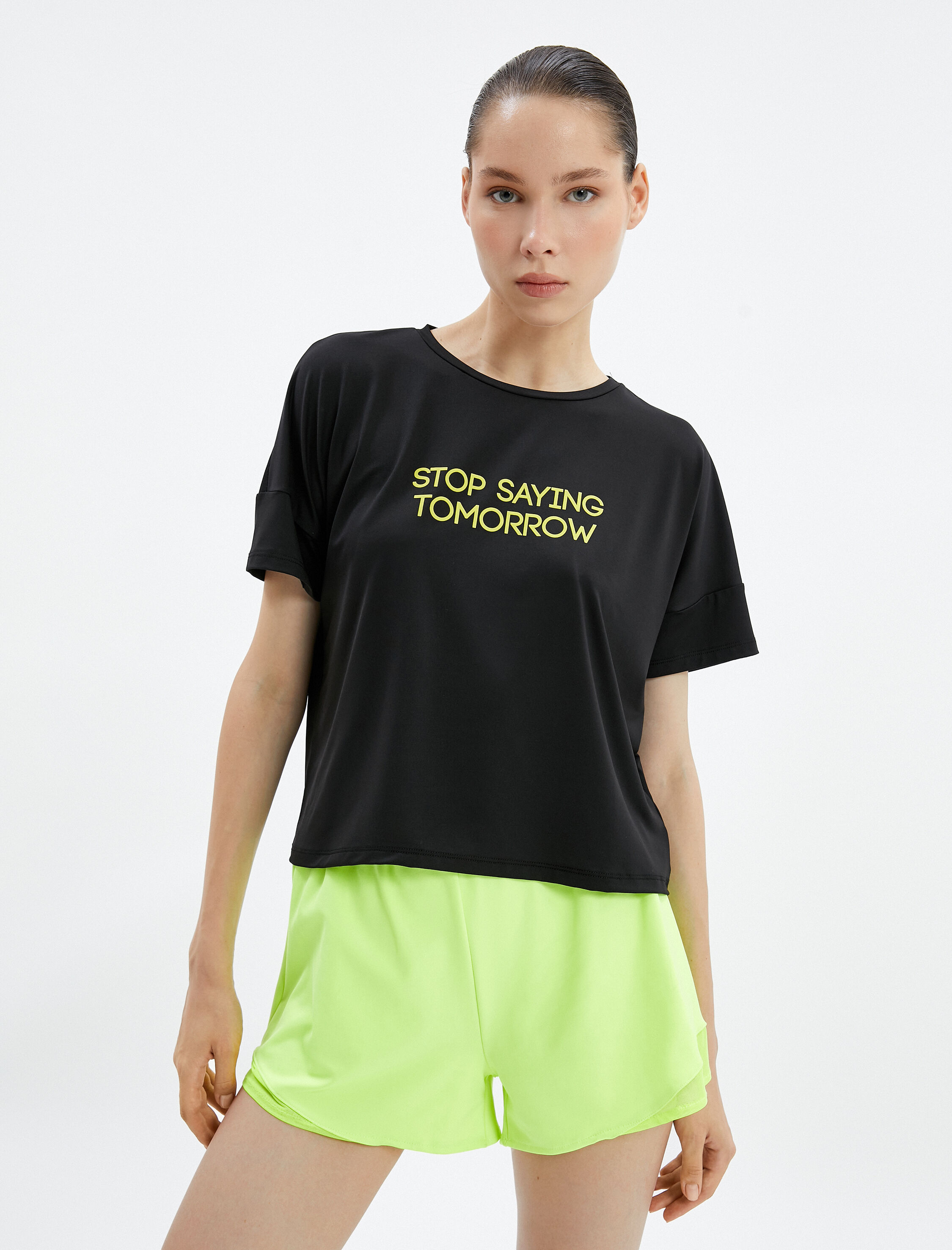   Spor Tişört Rahat Kesim Kısa Kollu Bisiklet Yaka