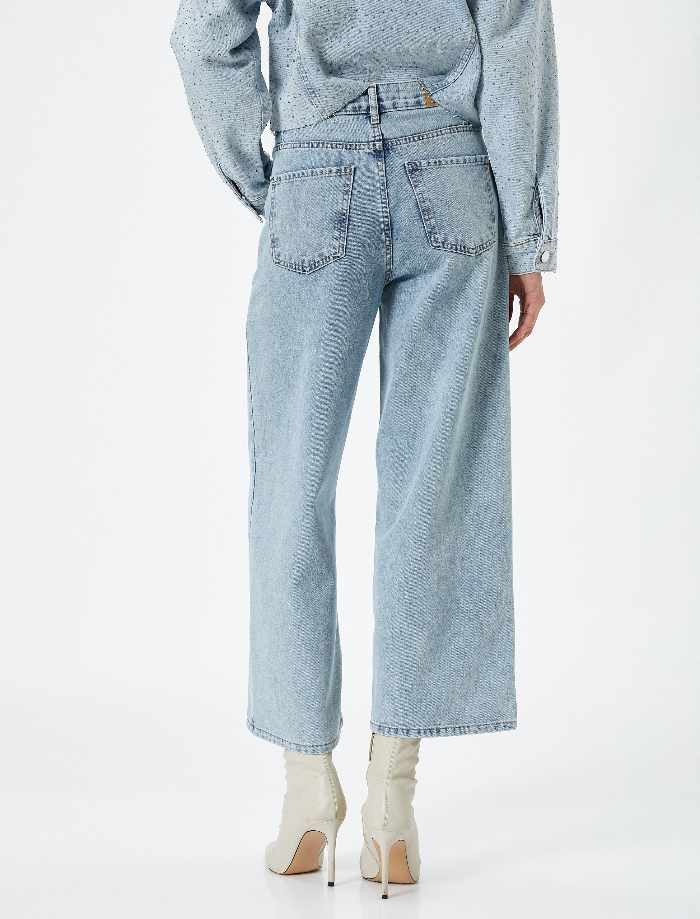   Geniş Paça Kot Pantolon Ekstra Geniş Kısa Paça Yüksek Bel - Bianca Jean