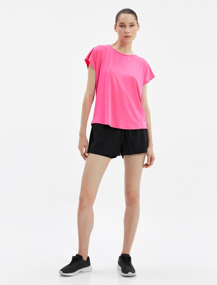  Basic Spor Tişört Rahat Kesim Kısa Kollu Bisiklet Yaka