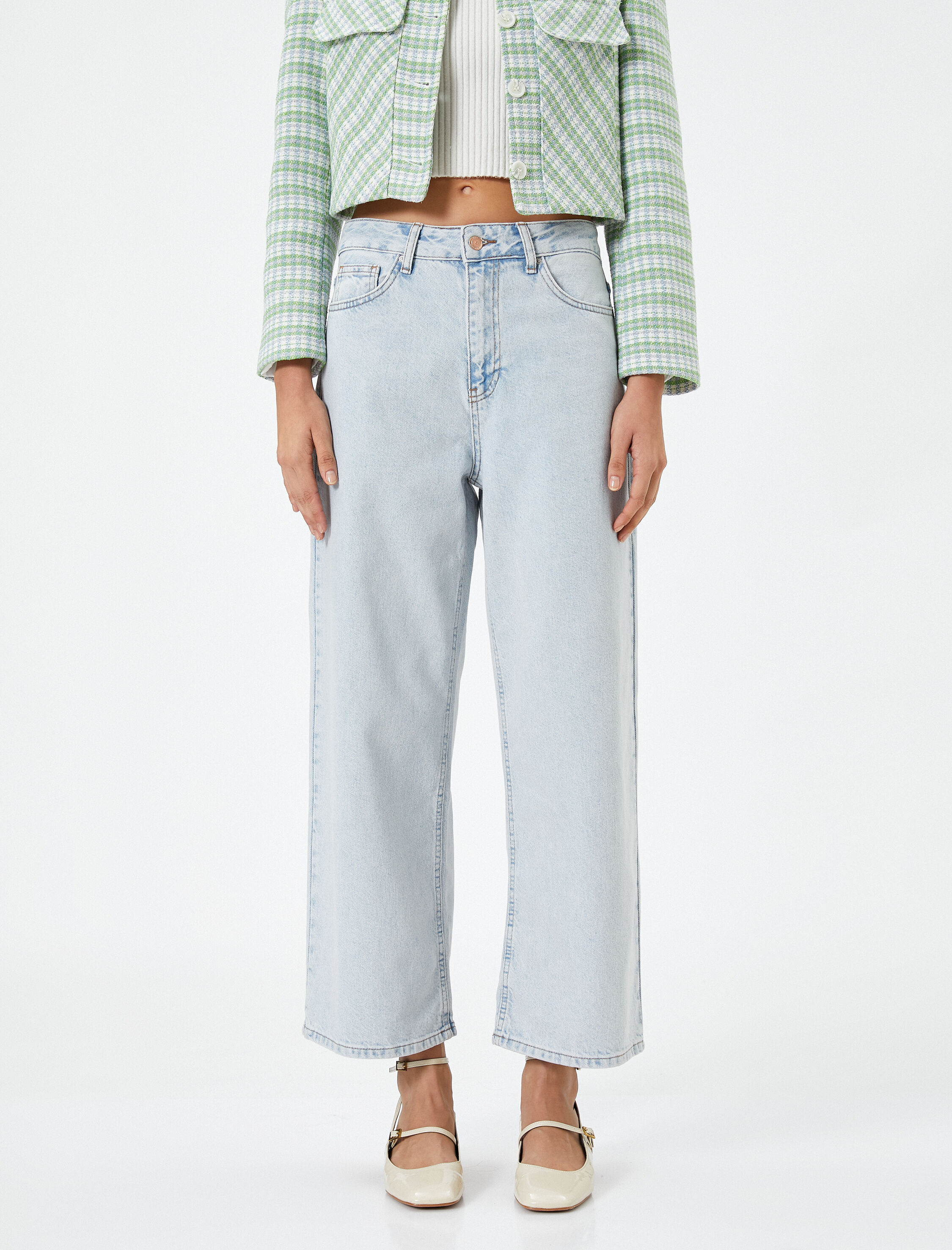   Geniş Paça Kot Pantolon Ekstra Geniş Kısa Paça Yüksek Bel - Bianca Jean