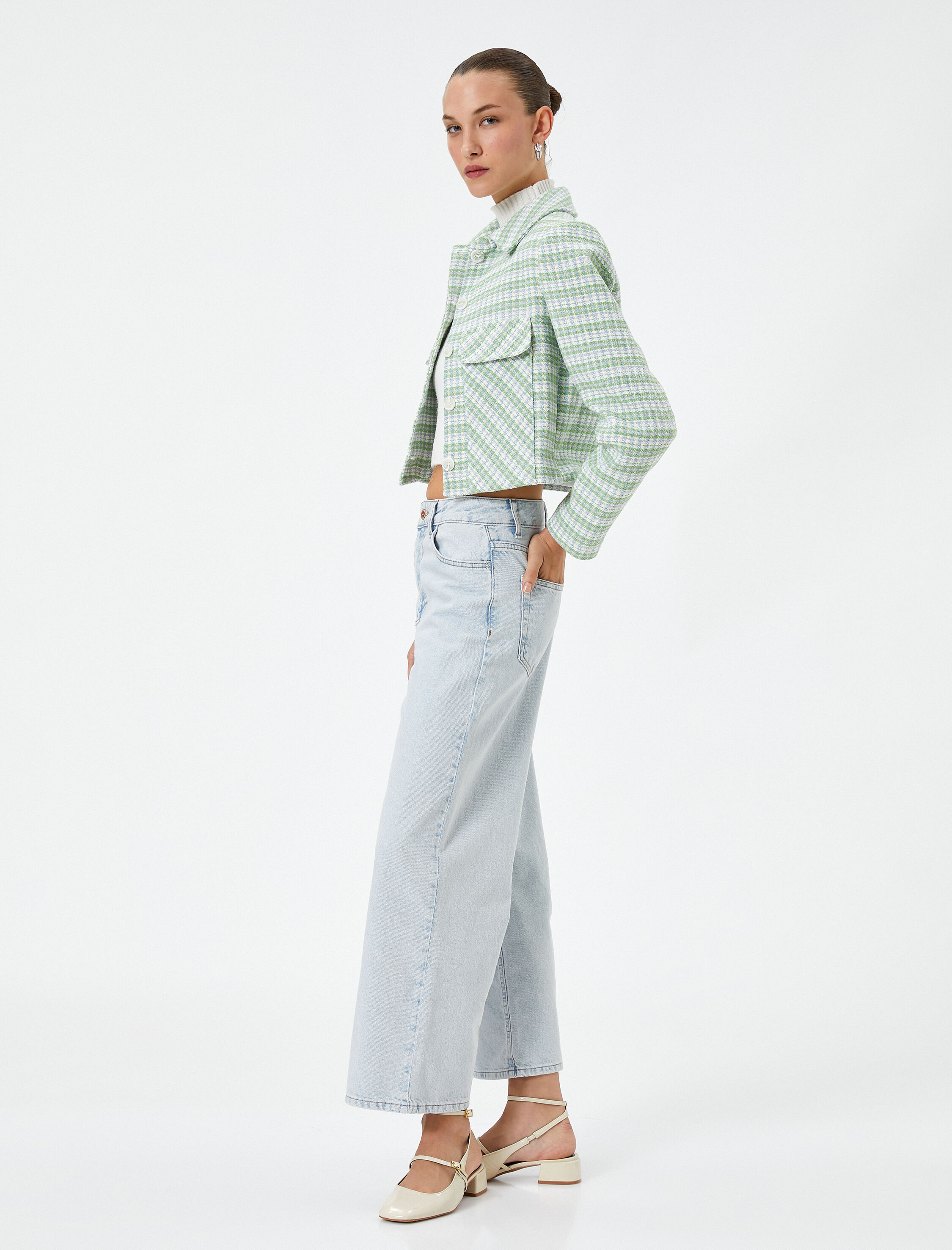   Geniş Paça Kot Pantolon Ekstra Geniş Kısa Paça Yüksek Bel - Bianca Jean