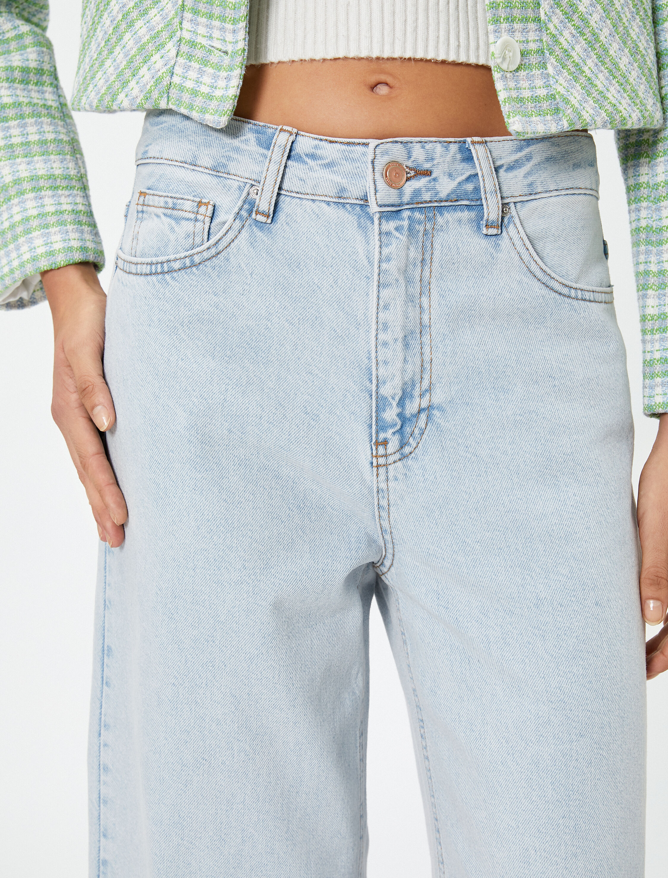   Geniş Paça Kot Pantolon Ekstra Geniş Kısa Paça Yüksek Bel - Bianca Jean