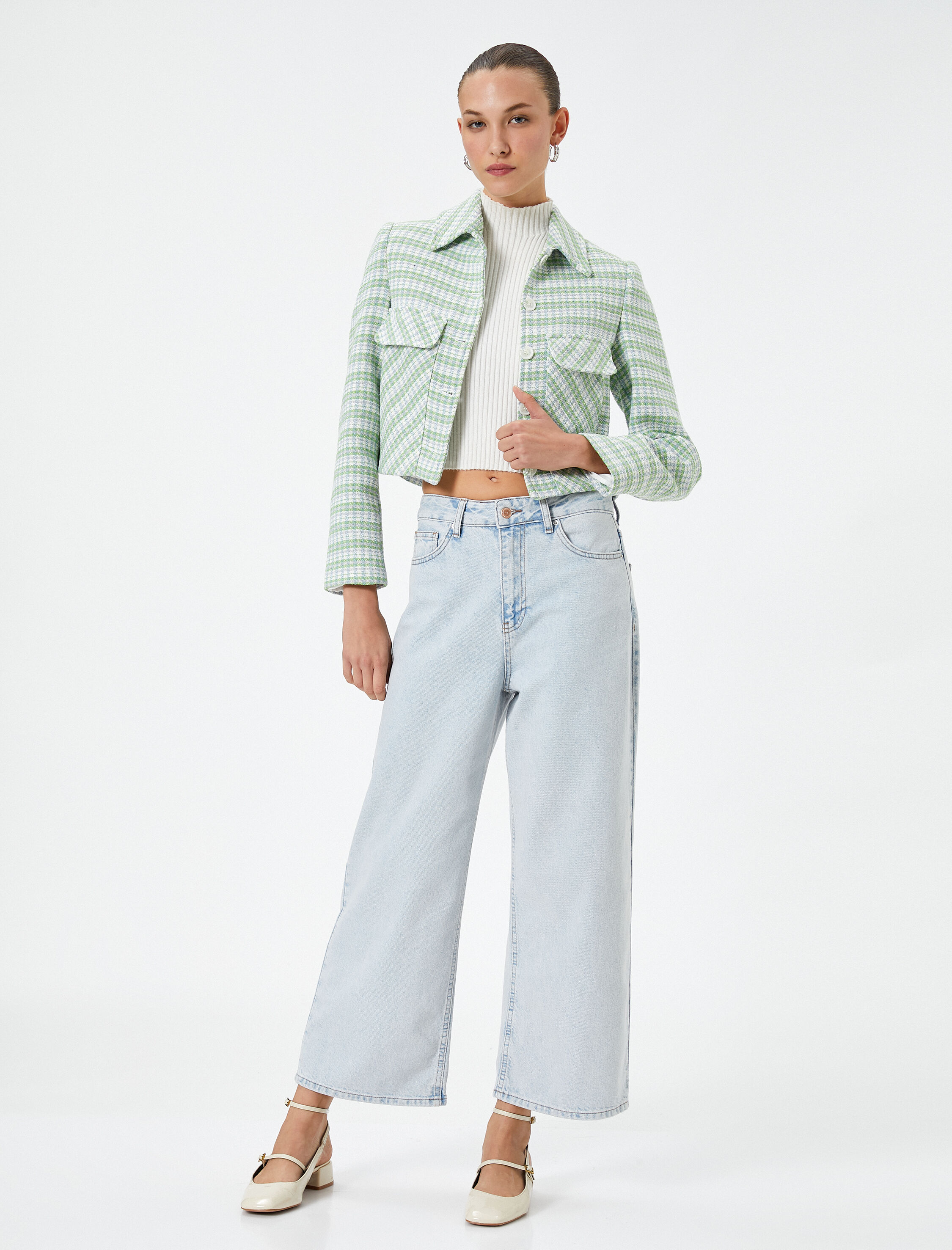   Geniş Paça Kot Pantolon Ekstra Geniş Kısa Paça Yüksek Bel - Bianca Jean