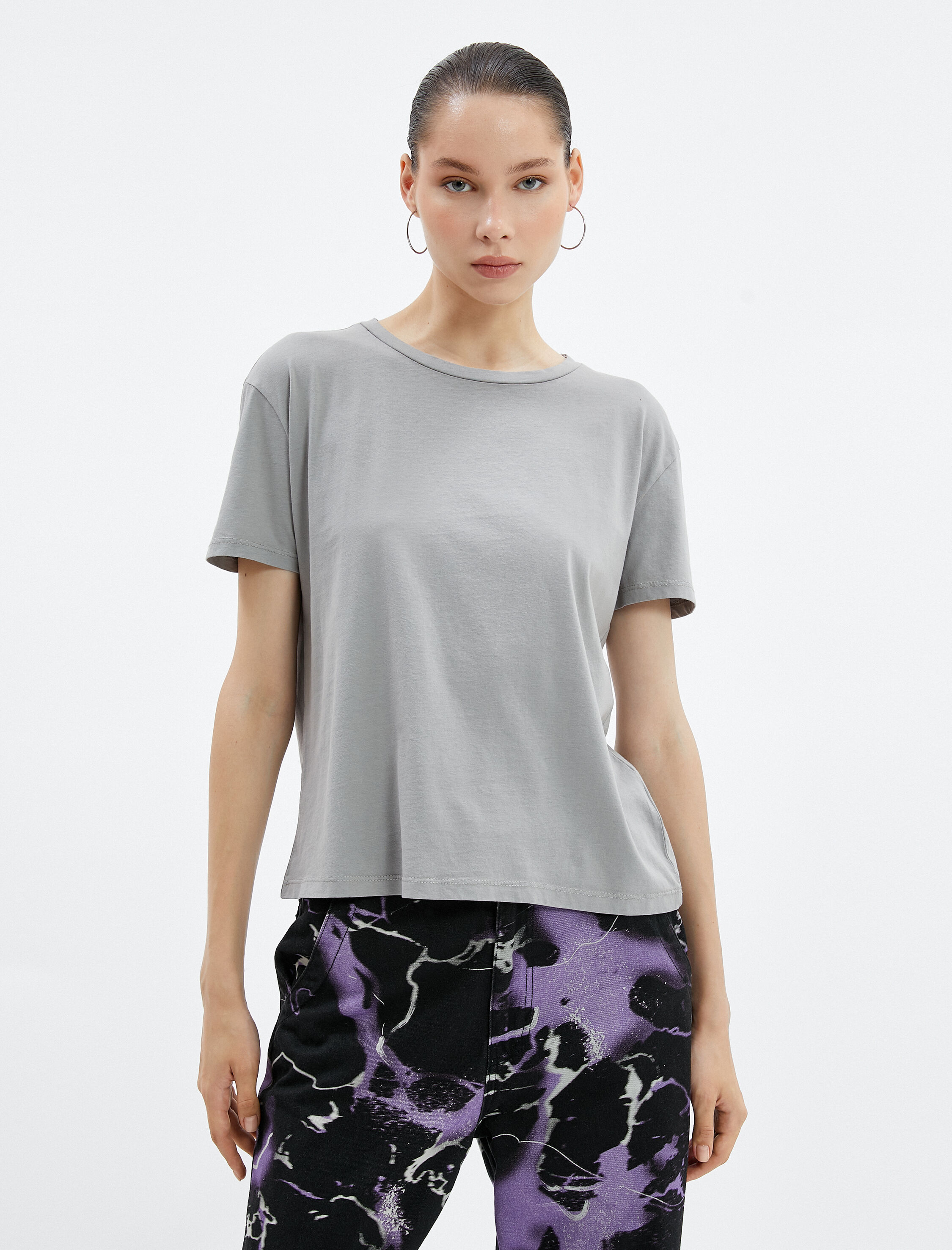 Basic Tişört Kısa Kollu Bisiklet Yaka Pamuklu