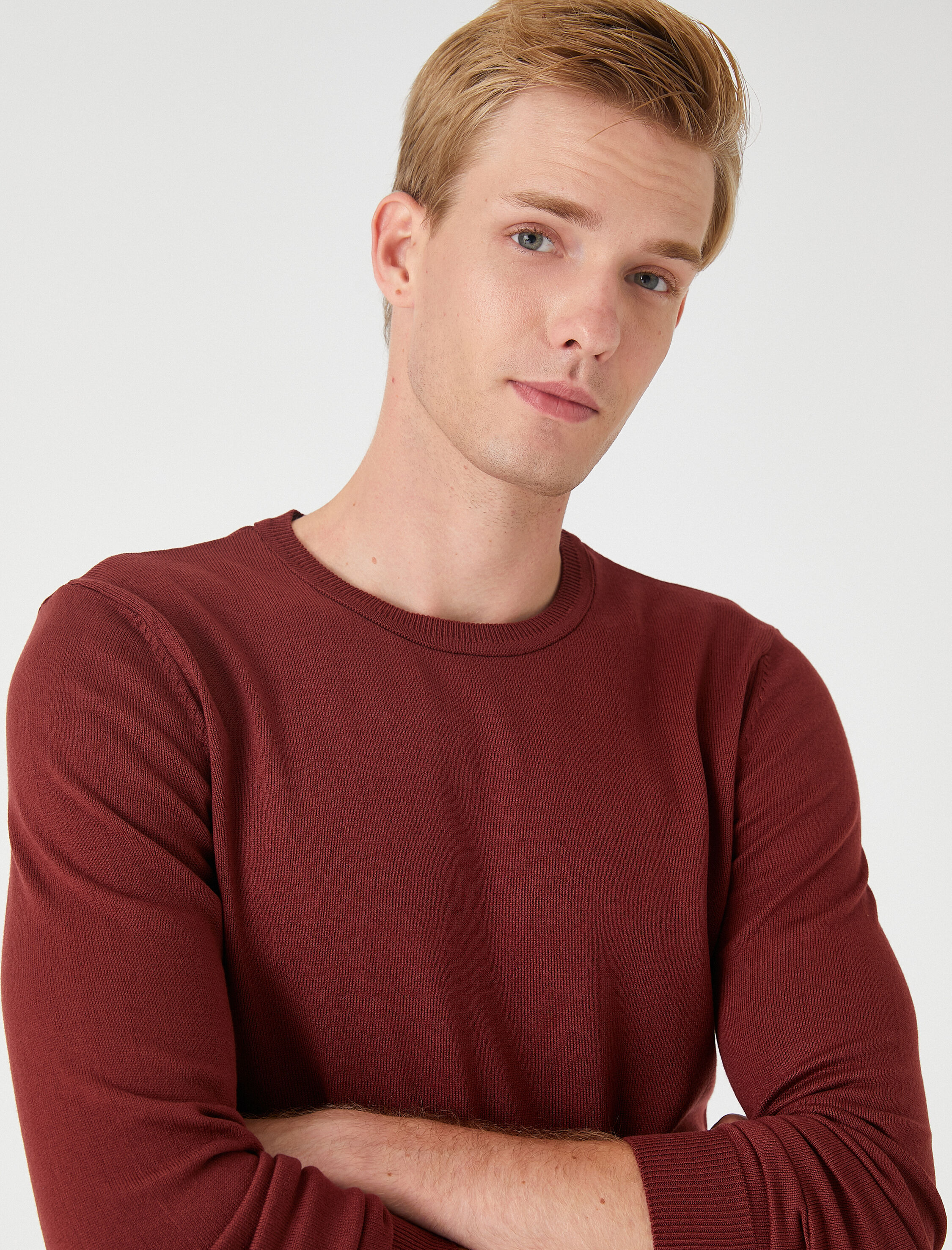   Basic Triko Kazak Bisiklet Yaka Dar Kesim