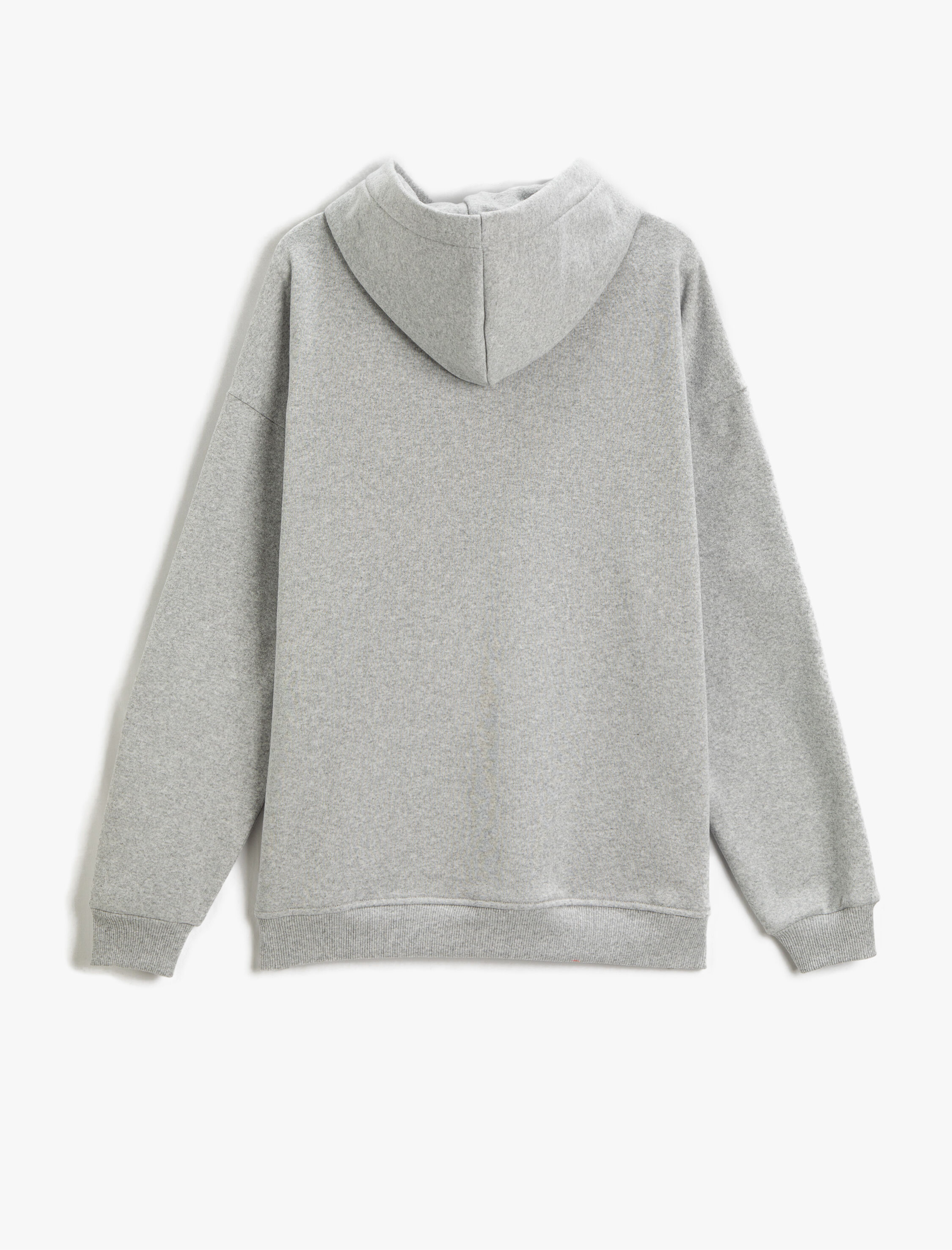   Şardonlu Kapşonlu Sweatshirt Slogan Baskılı Cep Detaylı