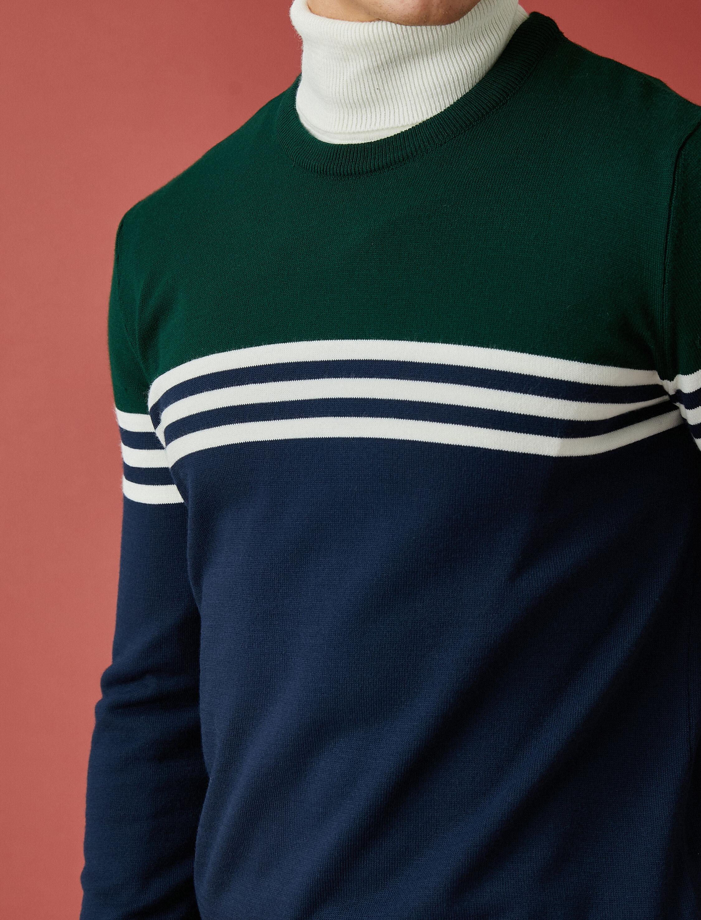   Bisiklet Yaka Kazak Renk Bloklu