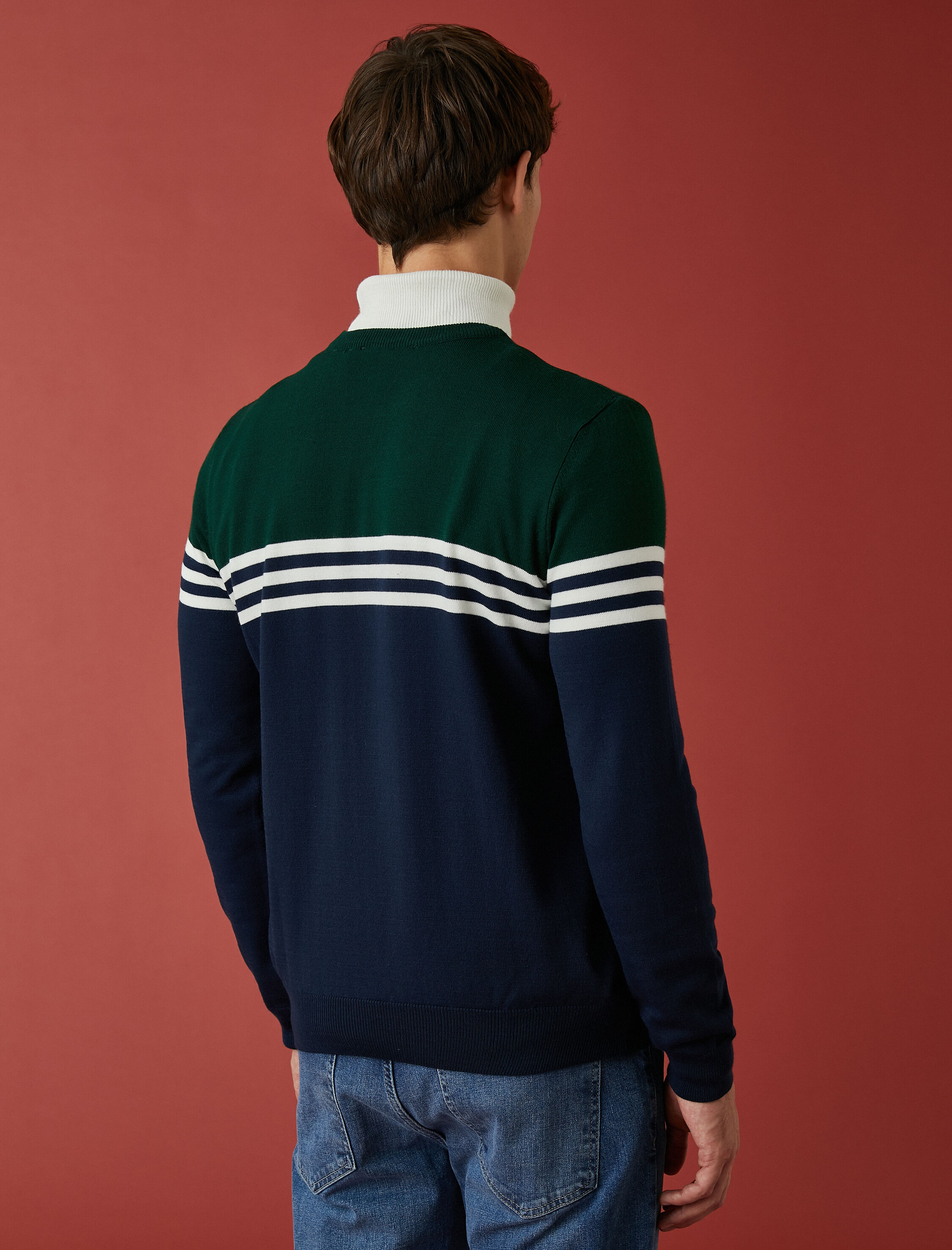   Bisiklet Yaka Kazak Renk Bloklu