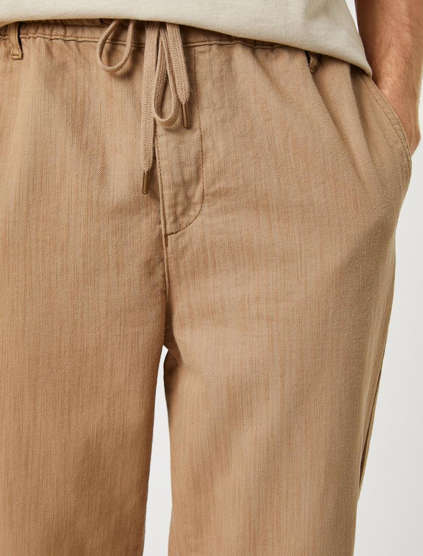   Basic Dokuma Pantolon Beli Bağcıklı Cep Detaylı