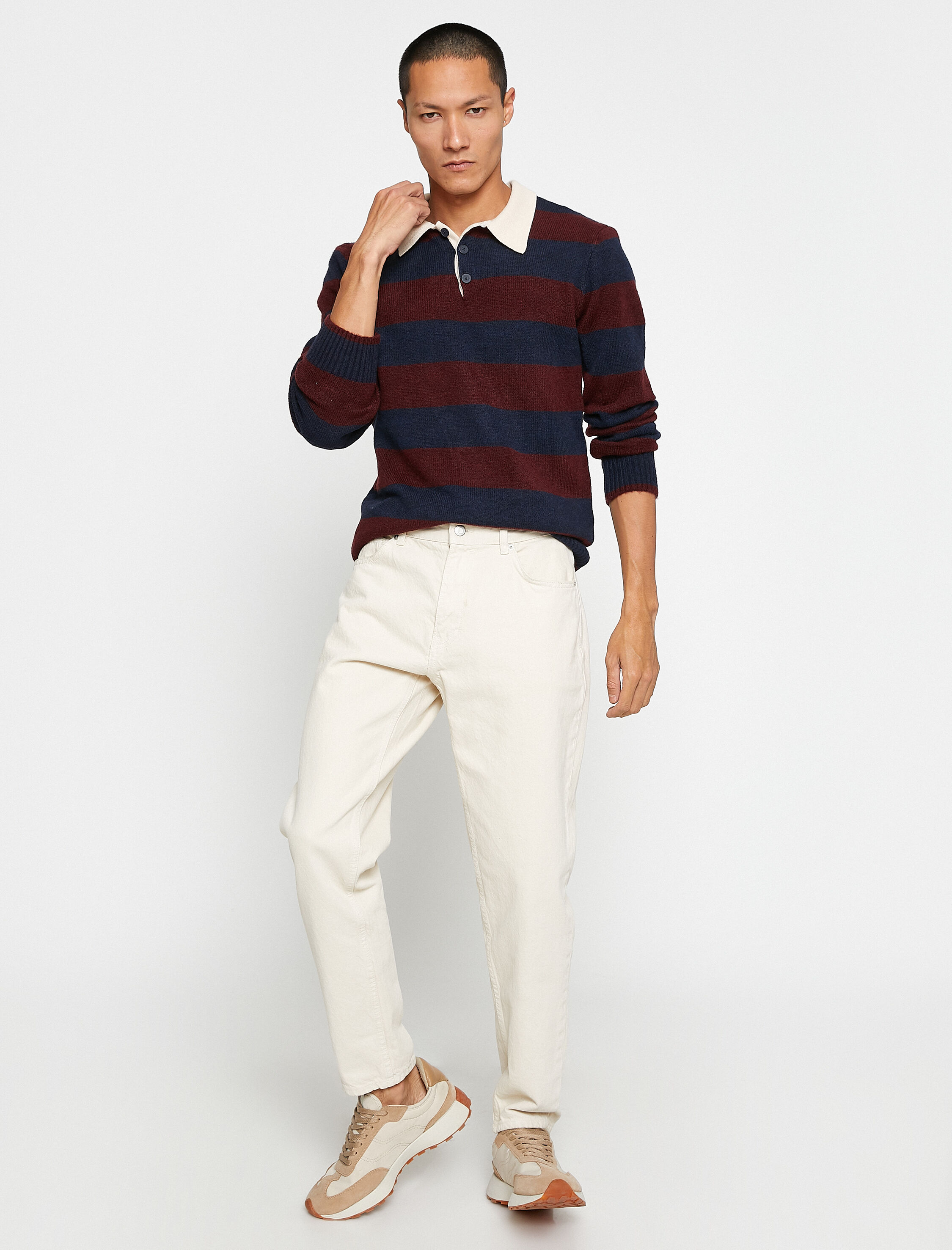   Basic Triko Kazak Polo Yaka Düğme Detaylı