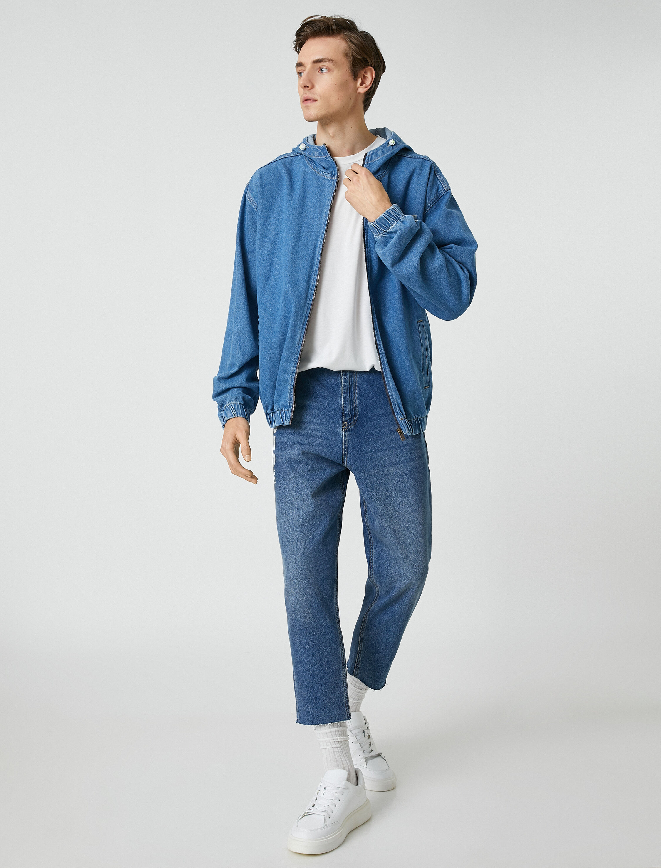Loose Fit Kot Bol Pantolon Slogan Baskılı - Steve Jean