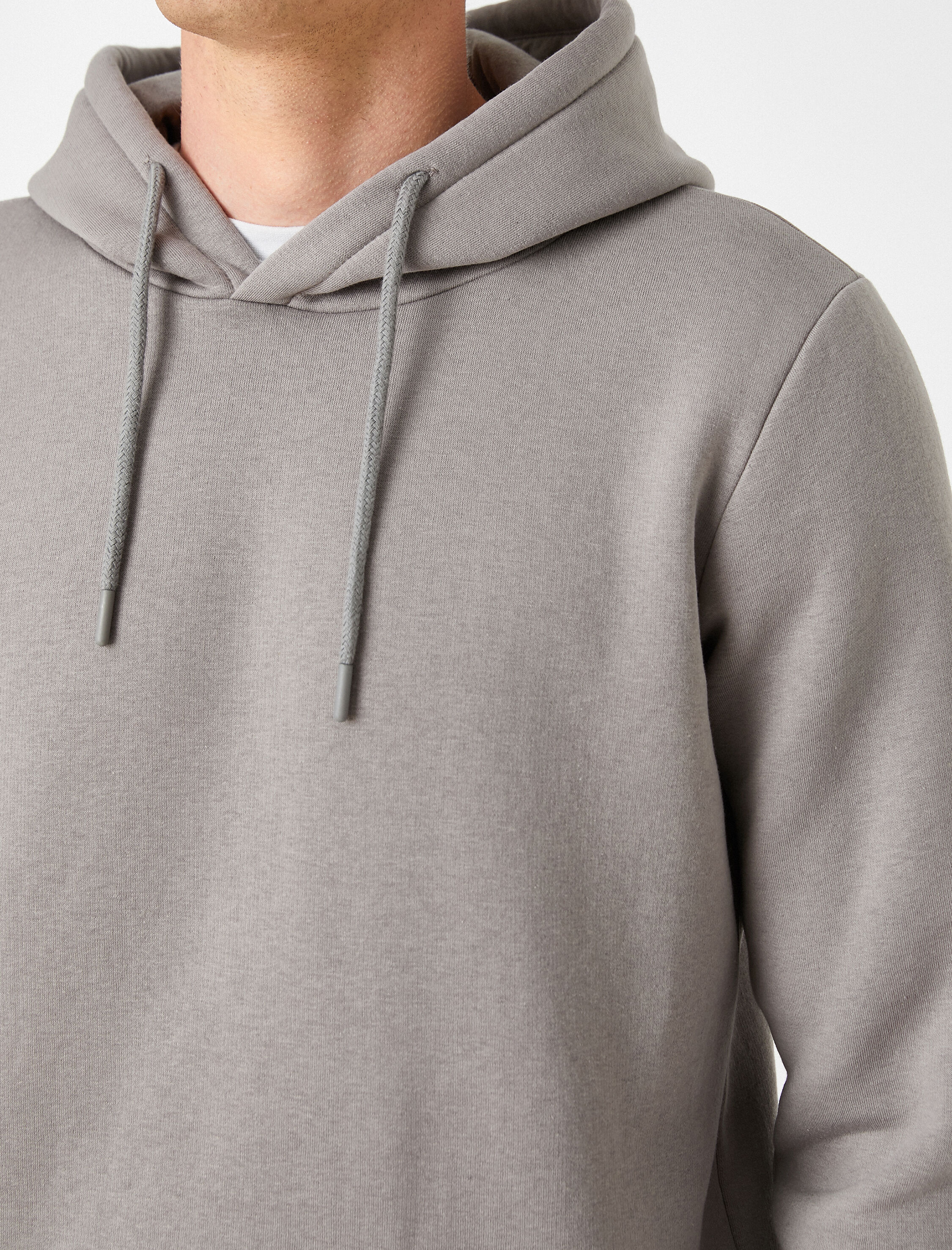   Basic Kapşonlu Sweatshirt Şardonlu