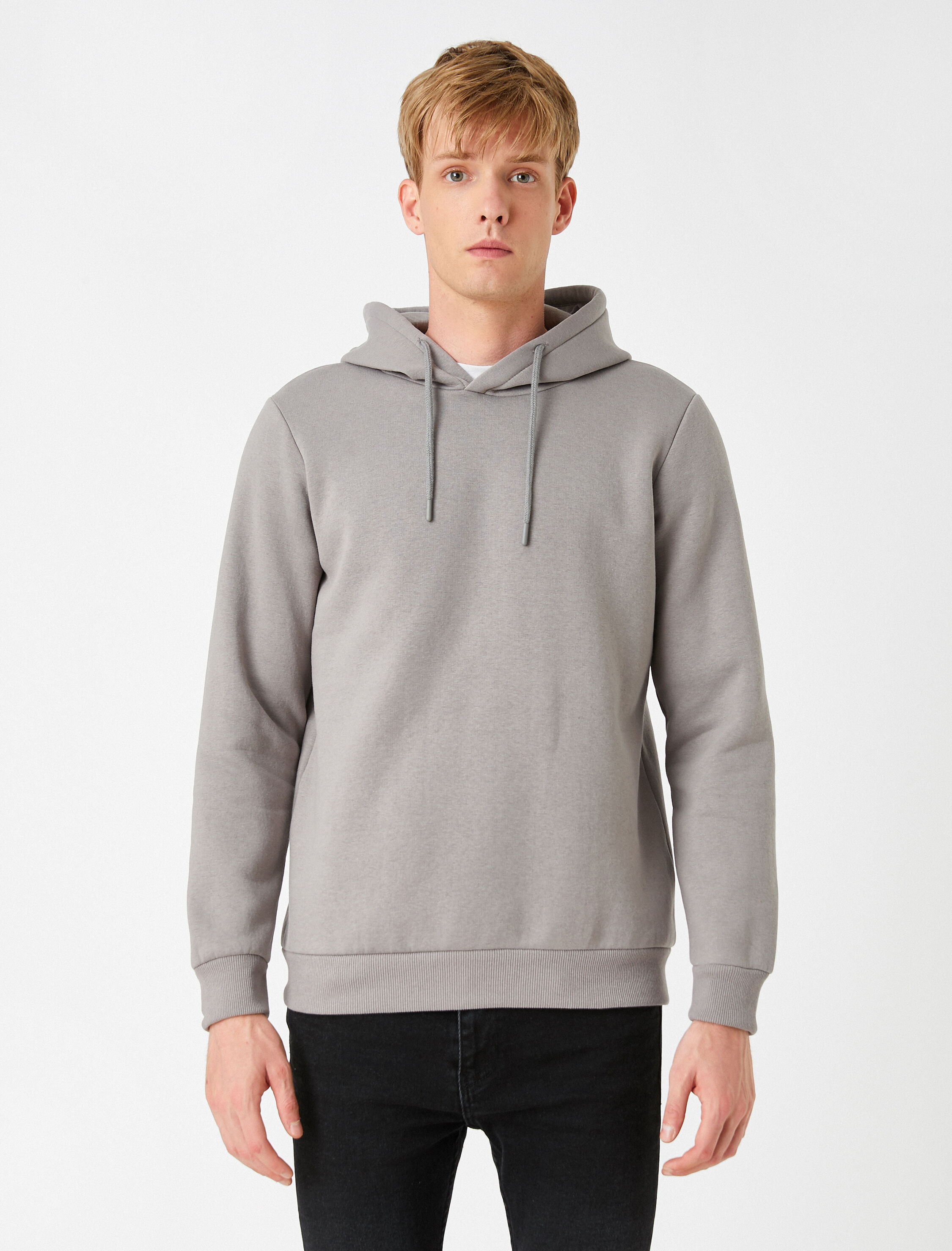   Basic Kapşonlu Sweatshirt Şardonlu