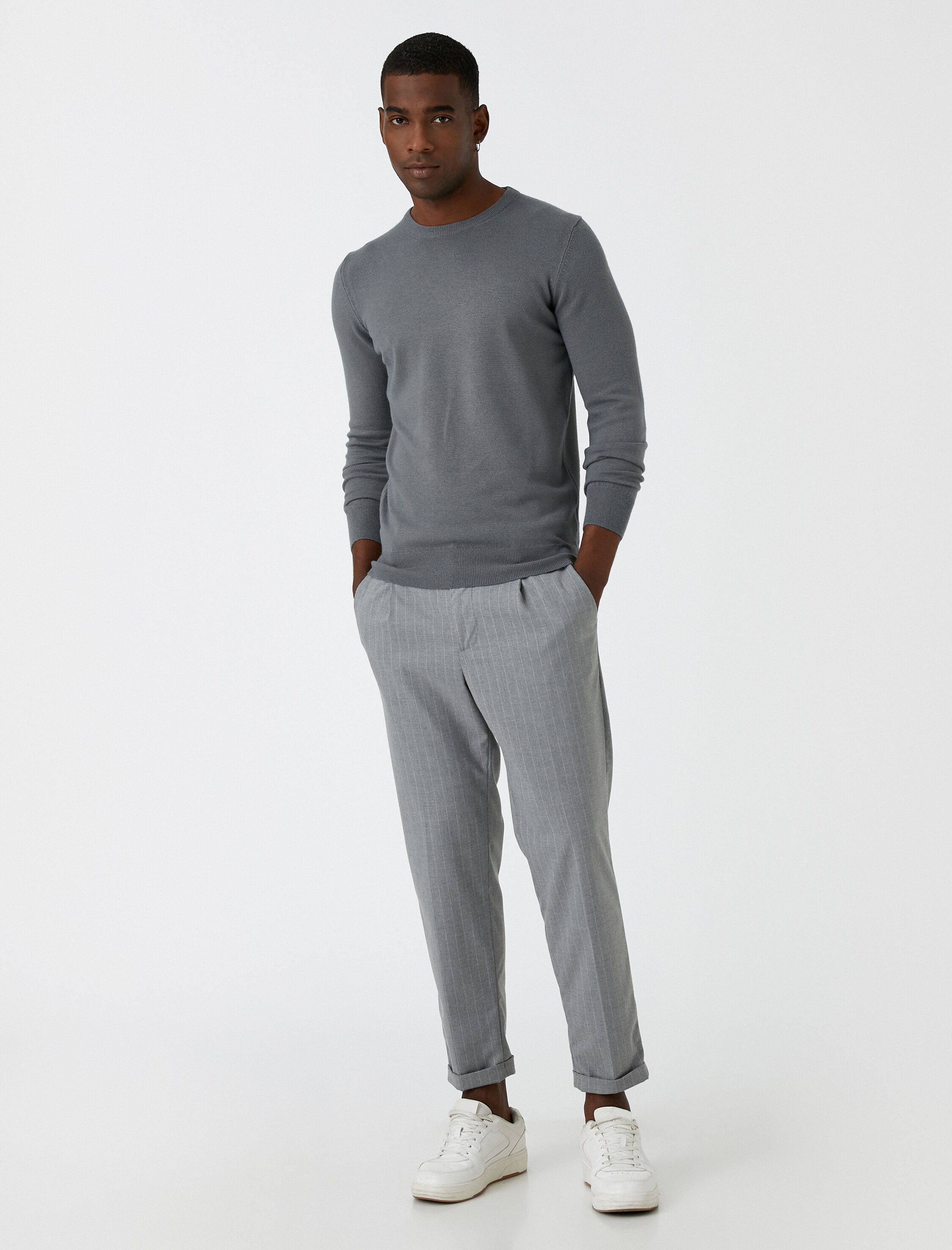   Basic Triko Kazak Bisiklet Yaka