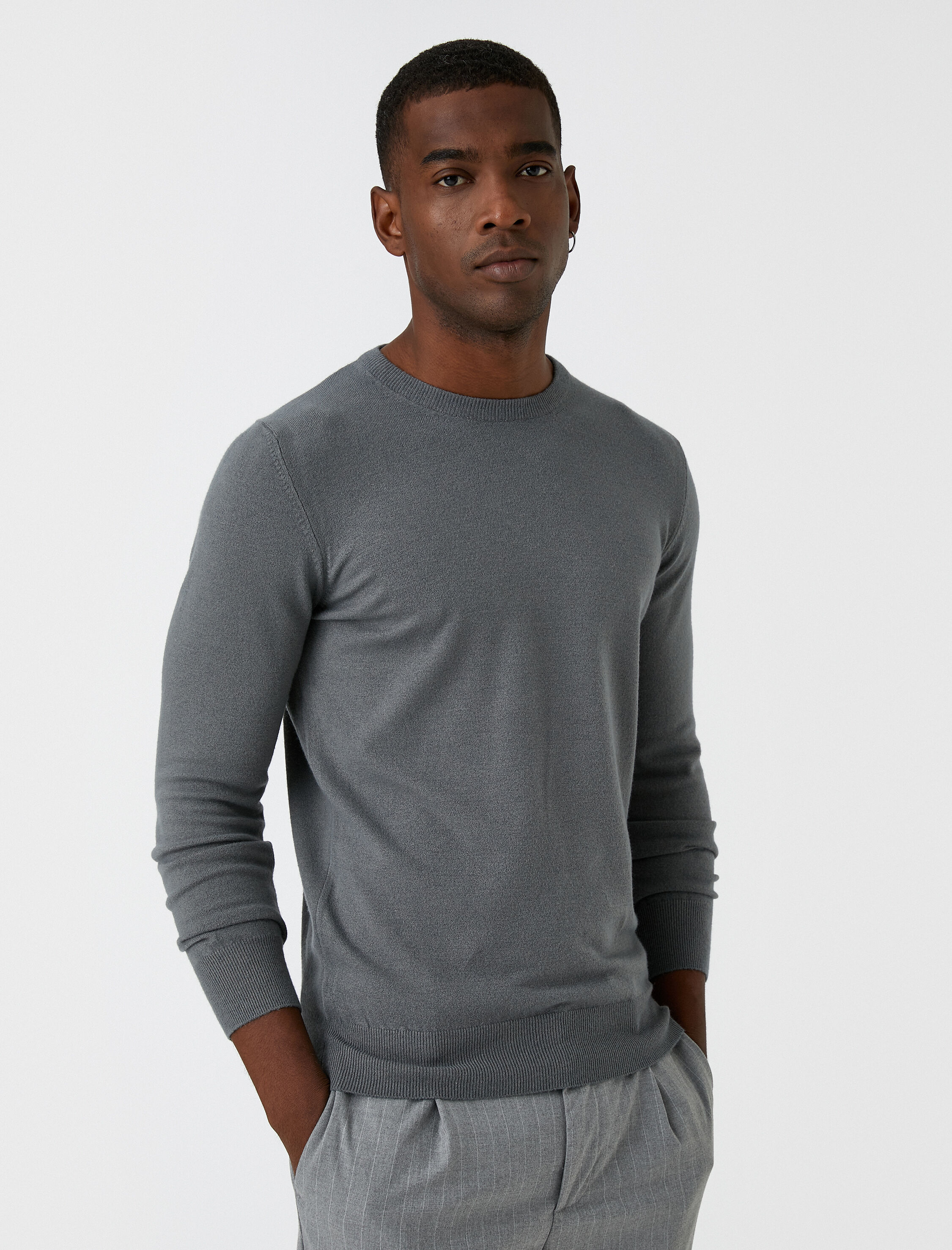   Basic Triko Kazak Bisiklet Yaka